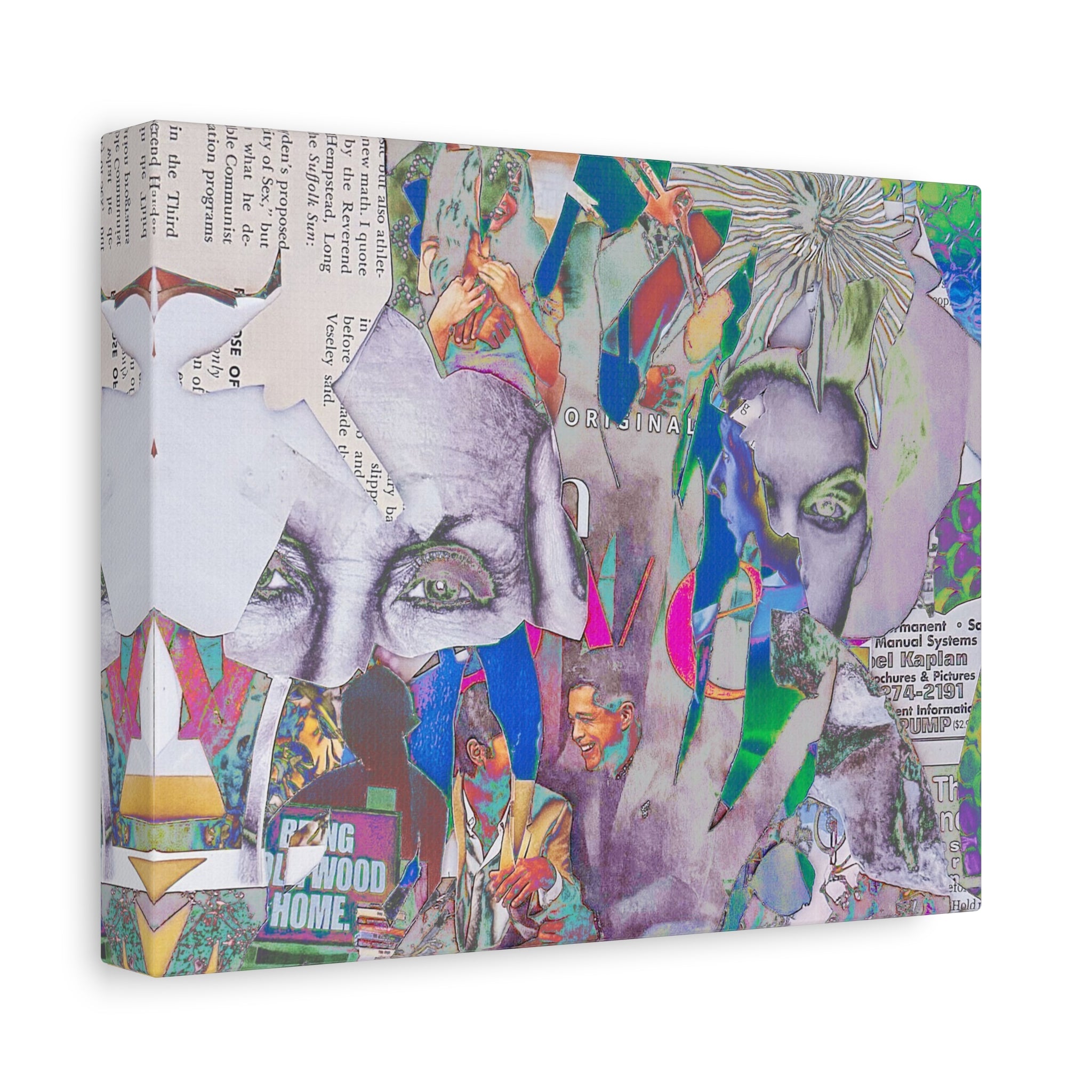 Surreal Collage Canvas Print — Abstract Faces & Vintage Collage Art
