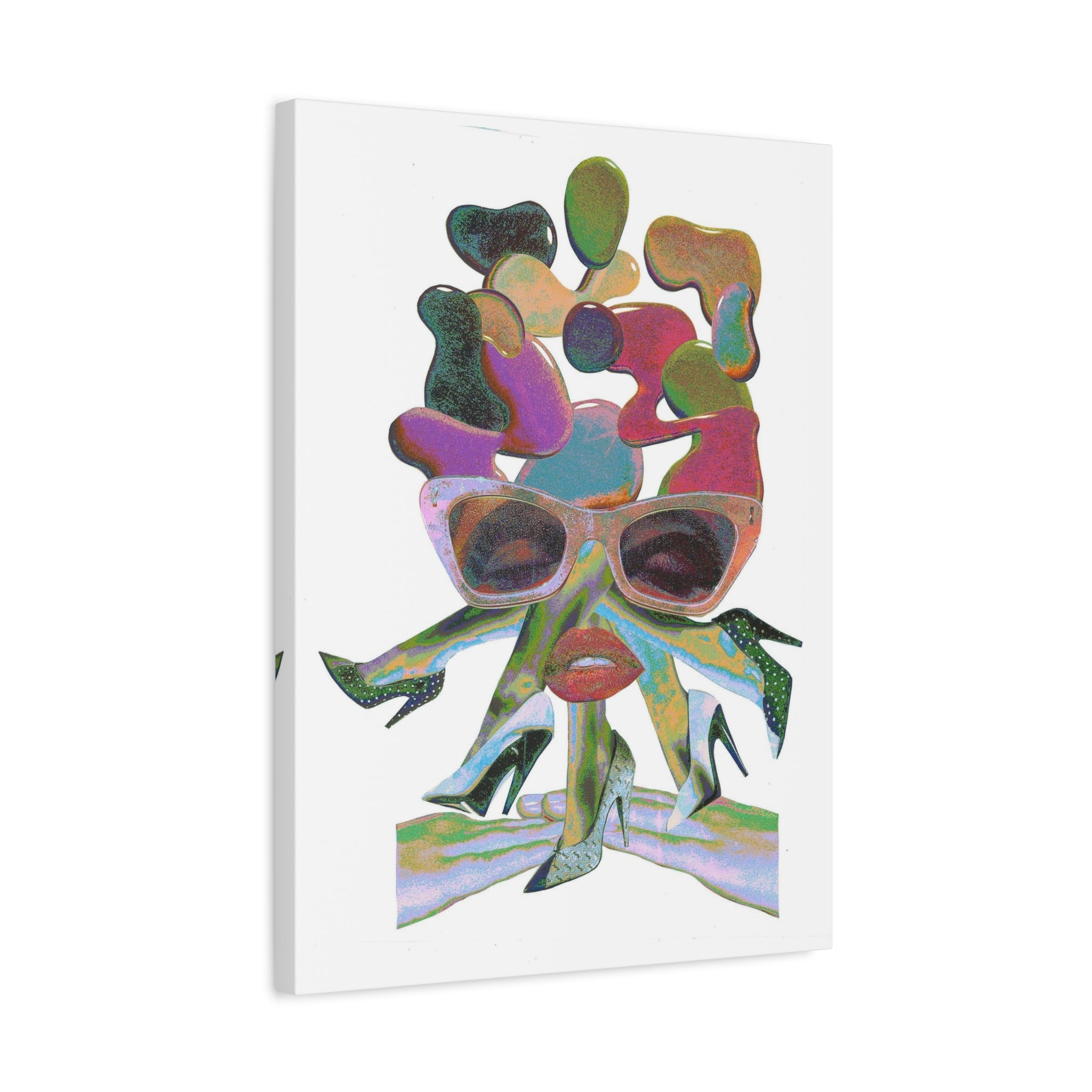 Abstract Pop Art Canvas Print — Colorful Sunglasses Face Wall Art