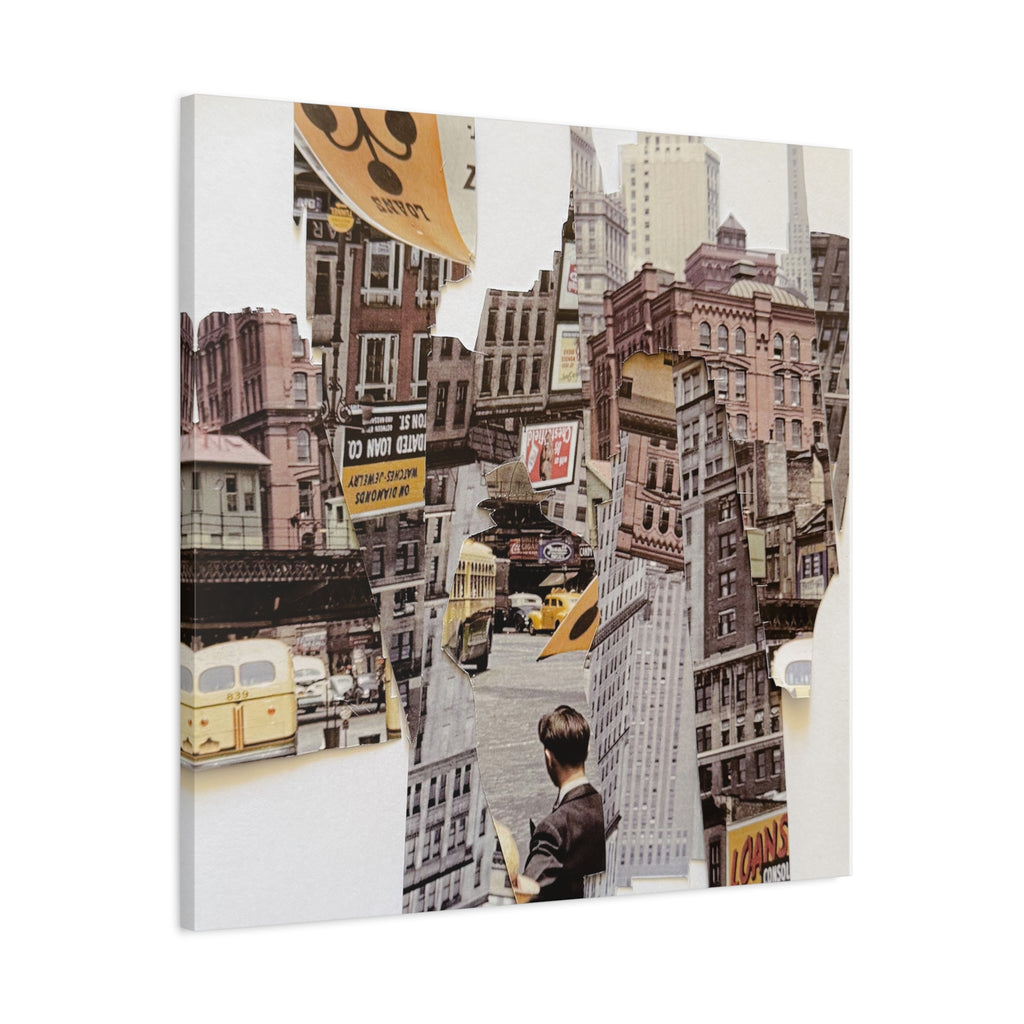 Vintage City Collage Matte Canvas Art - Stretched 1.25"