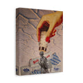 Surreal Salt Shower Canvas Art — Vintage Hand, Pin-Up Figure & Salt Pack Collage