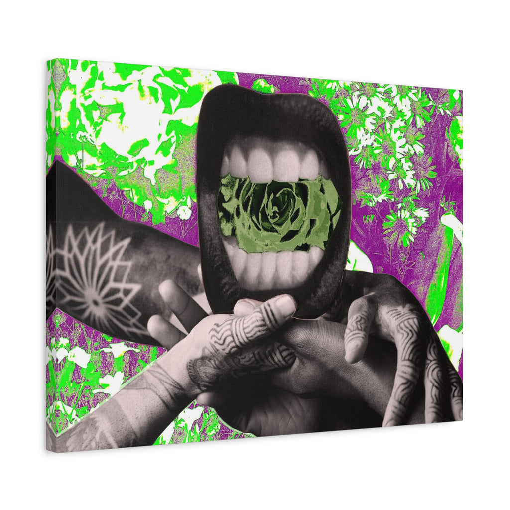 Surreal Floral Mouth Matte Canvas Print