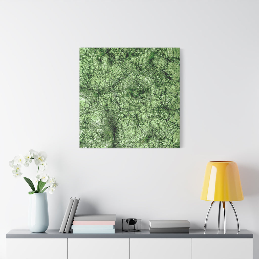 Abstract Green Texture Canvas Print — Organic Fractal Wall Art