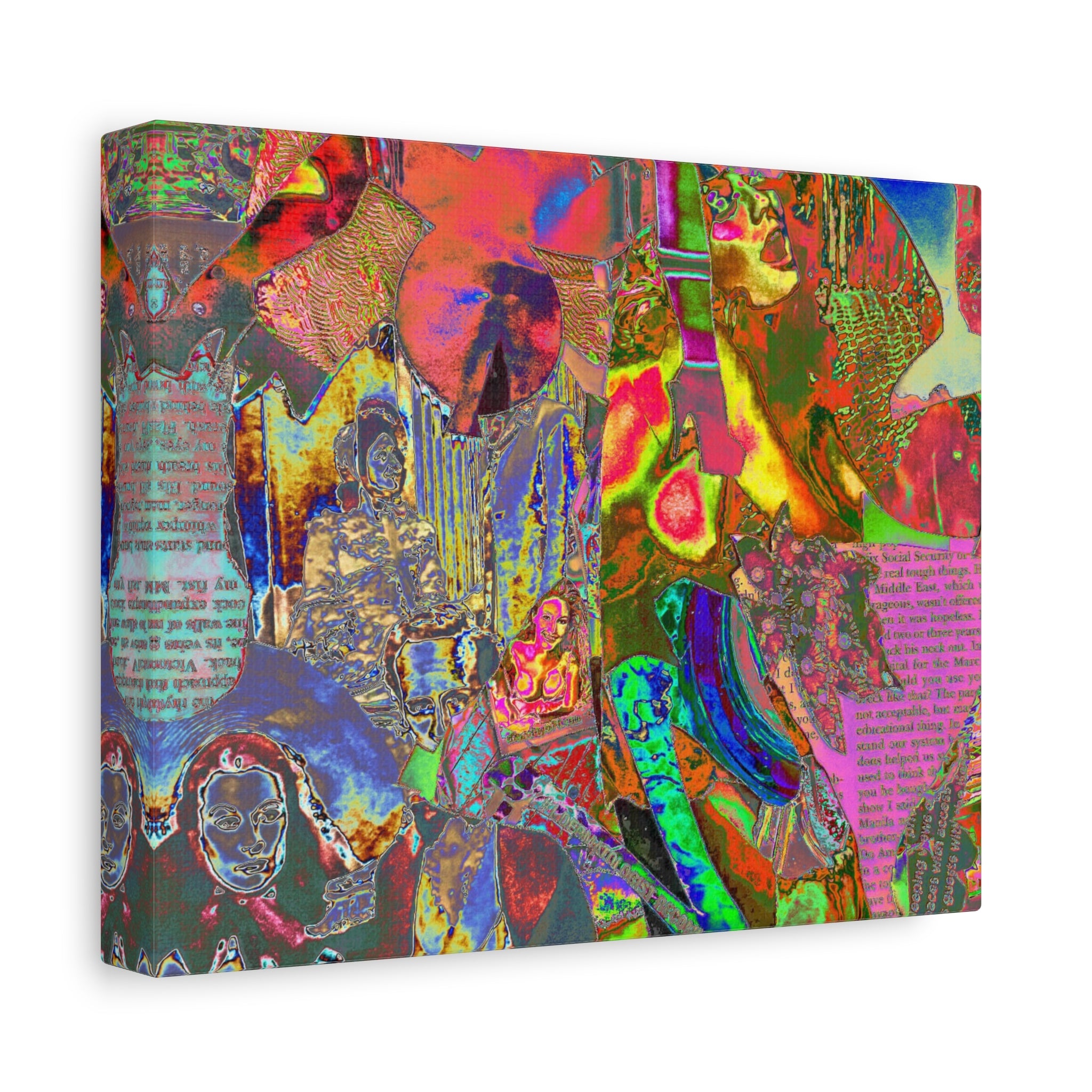 Abstract Neon Collage Canvas Print — Vibrant Psychedelic Wall Art