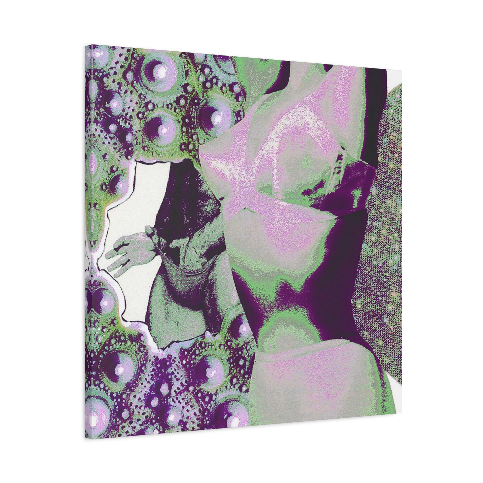 Abstract Surreal Canvas Art — Green & Purple Female Silhouette
