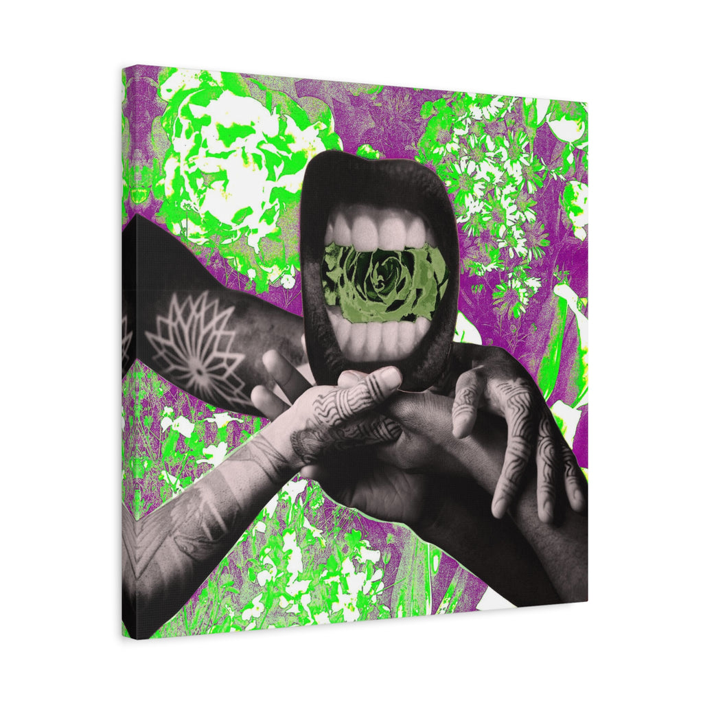 Surreal Floral Mouth Matte Canvas Print