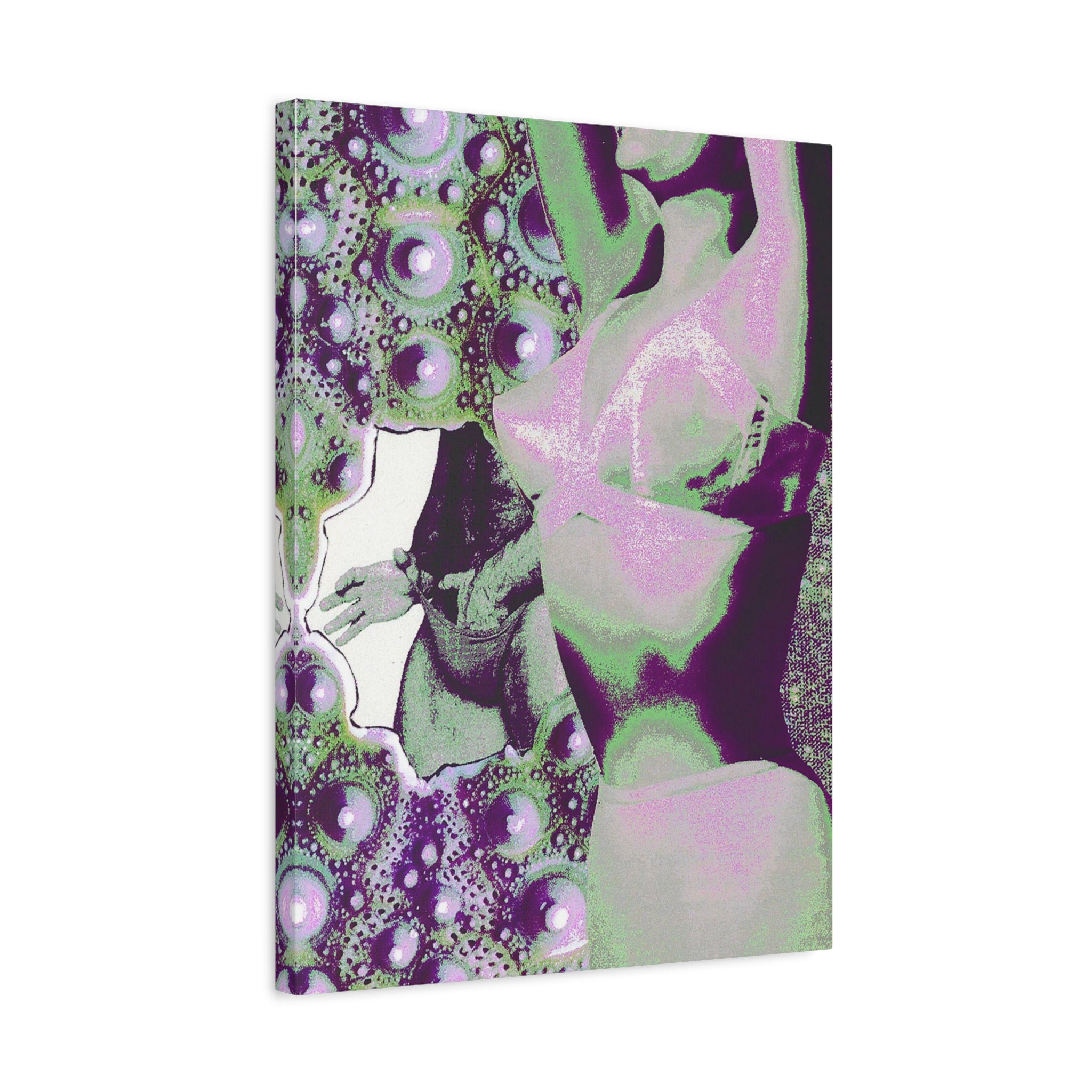 Abstract Surreal Canvas Art — Green & Purple Female Silhouette