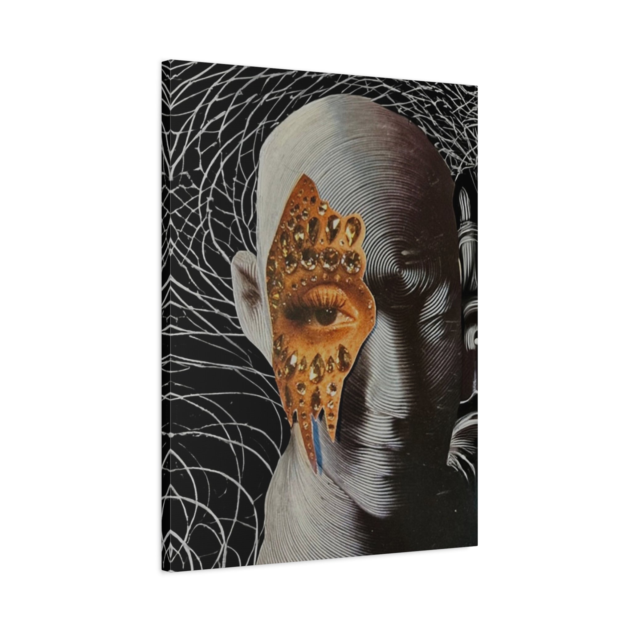 Surreal Masked Portrait Canvas — Matte Stretched Wall Art