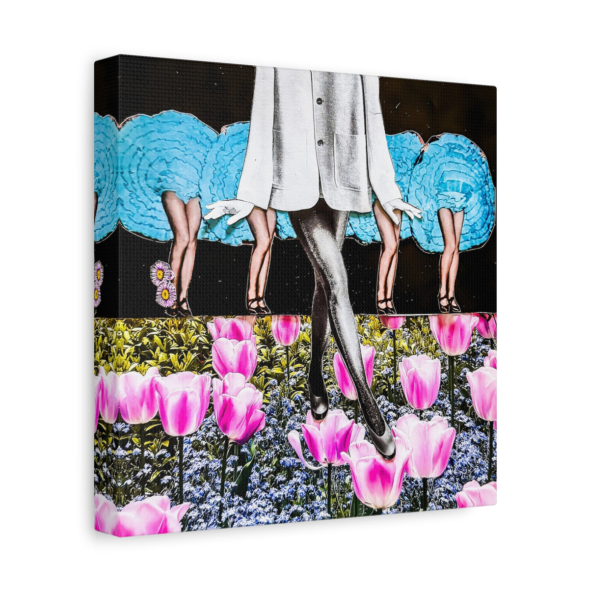 Vintage Showgirls Canvas Art — Floral Tulip Stage Wall Decor (Matte Stretched)