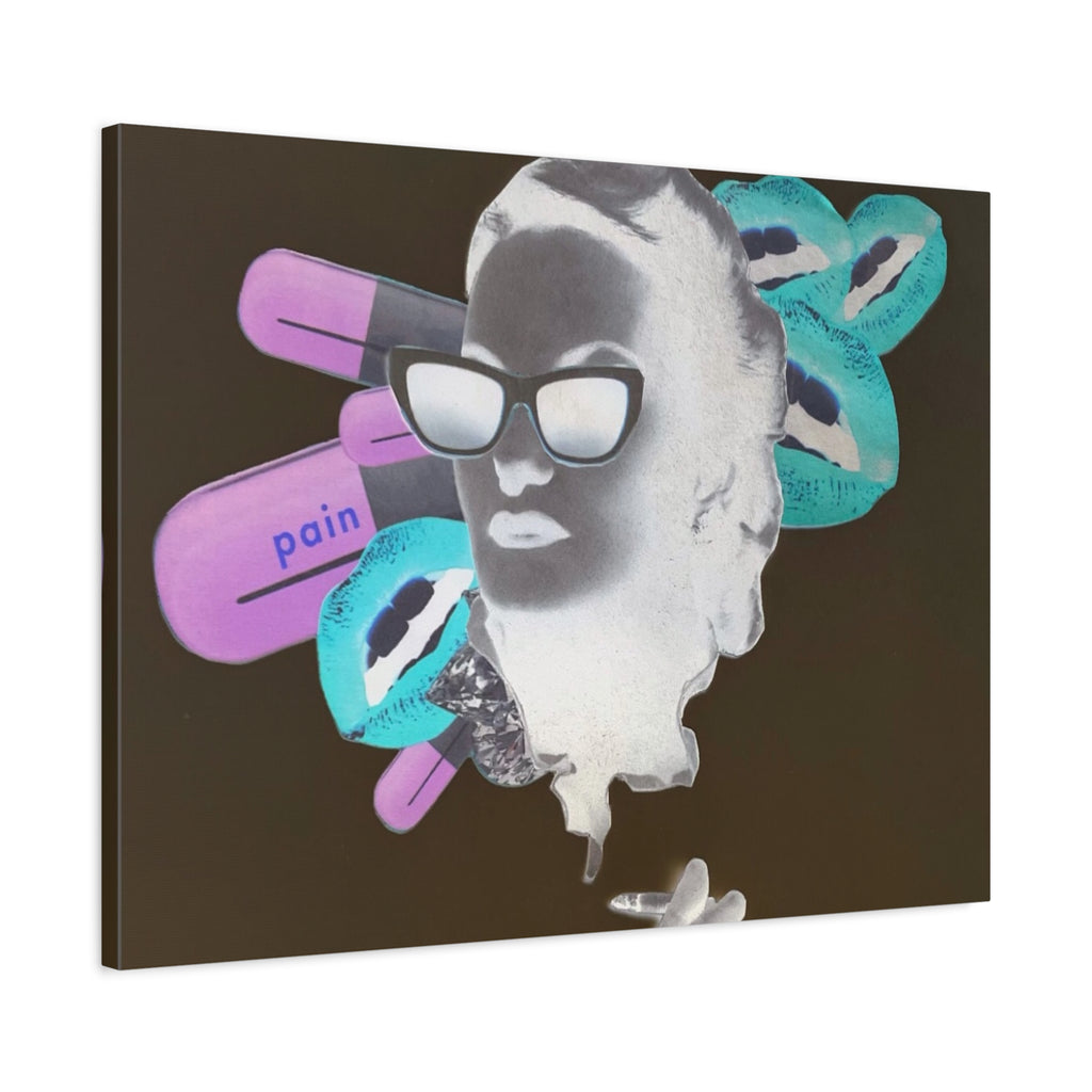 Surreal Pop Art Canvas — 'Pain' Capsule Portrait Matte Stretched Wall Art