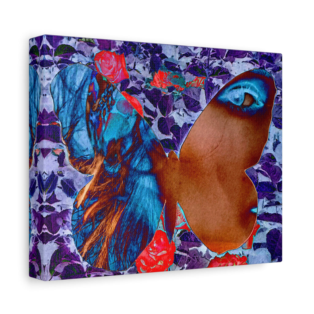 Surreal Butterfly Eye Matte Canvas Wall Art — Vibrant Floral Pop Surrealism