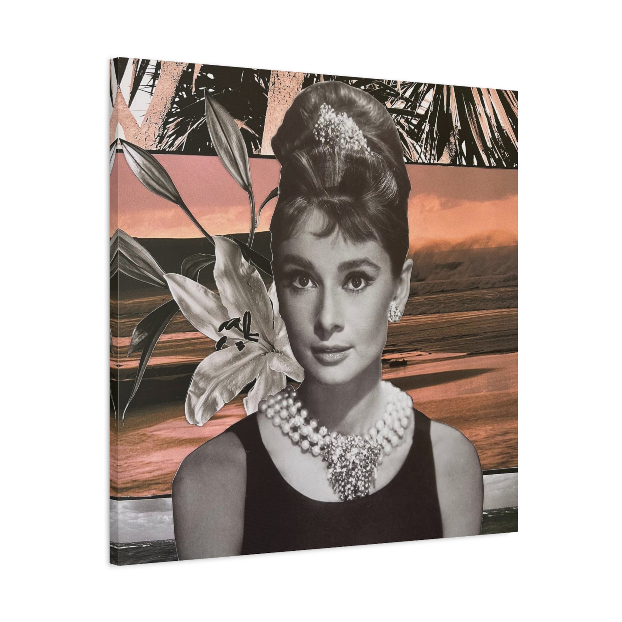 Audrey Hepburn Vintage Collage Matte Canvas