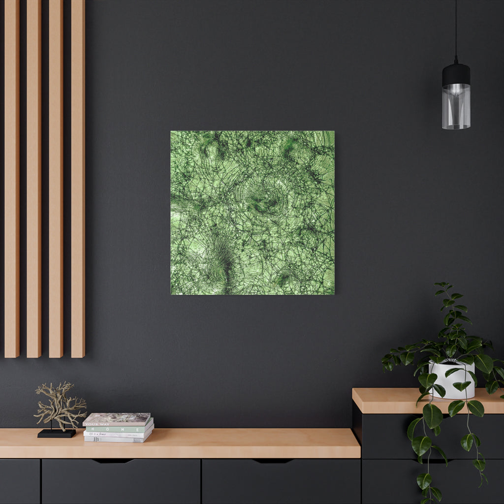 Abstract Green Texture Canvas Print — Organic Fractal Wall Art