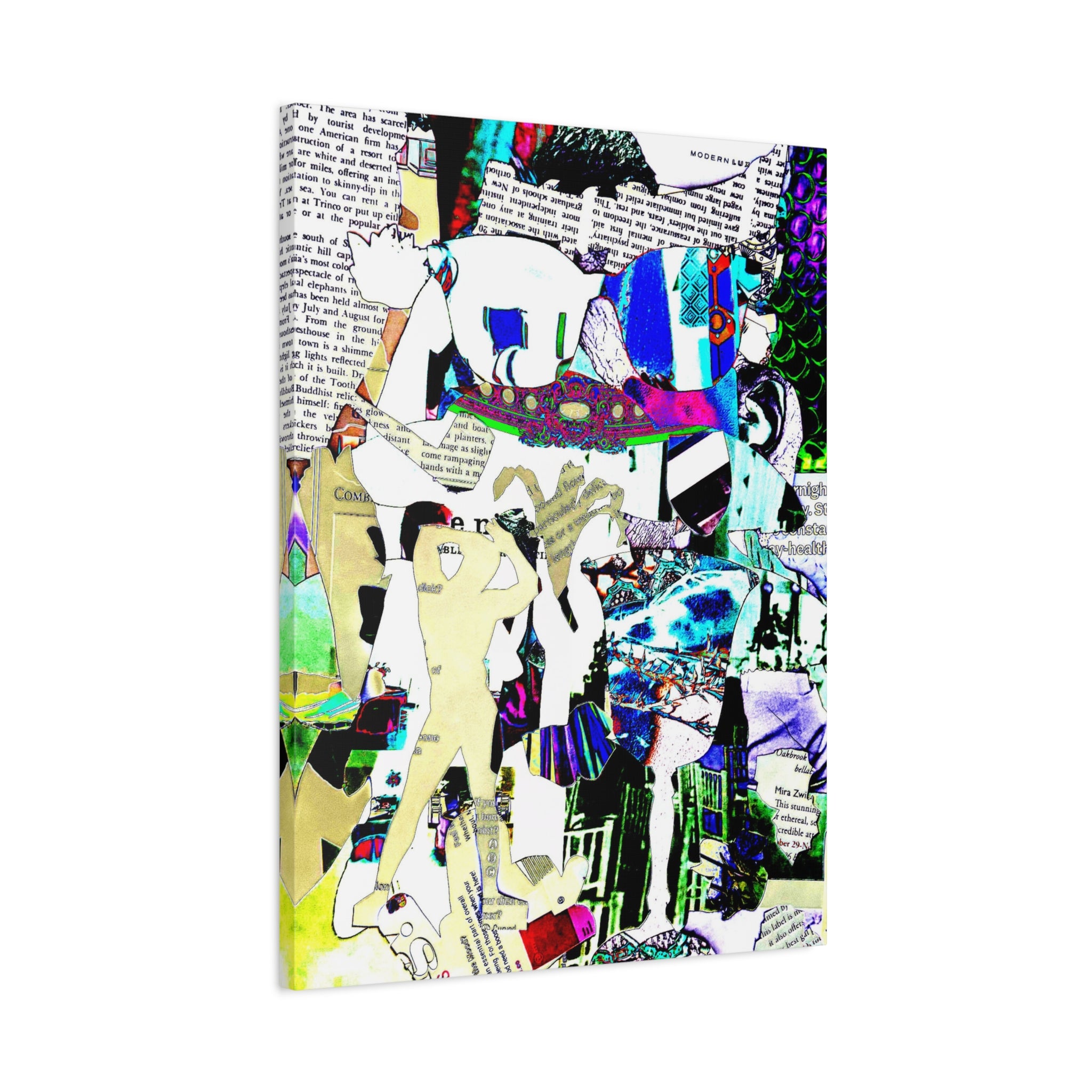Abstract Pop Collage Canvas Wall Art – Colorful Mixed-Media Print