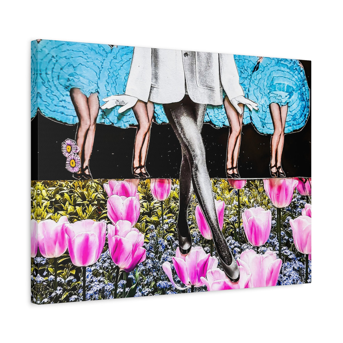 Vintage Showgirls Canvas Art — Floral Tulip Stage Wall Decor (Matte Stretched)