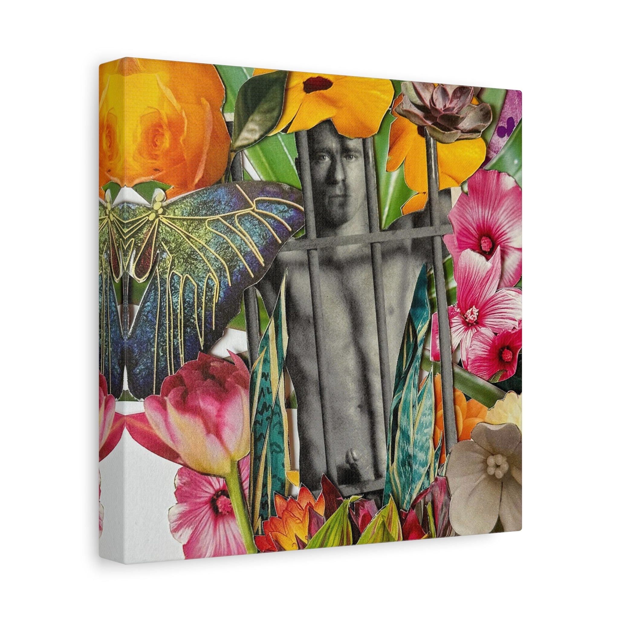 Floral Prisoner Matte Canvas Wall Art — Surreal Photo Collage Stretched Canvas