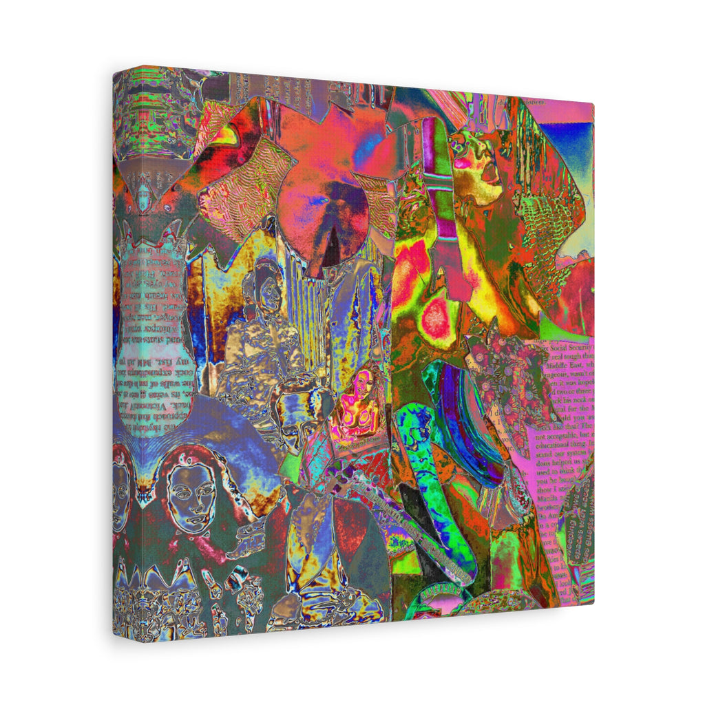 Abstract Neon Collage Canvas Print — Vibrant Psychedelic Wall Art