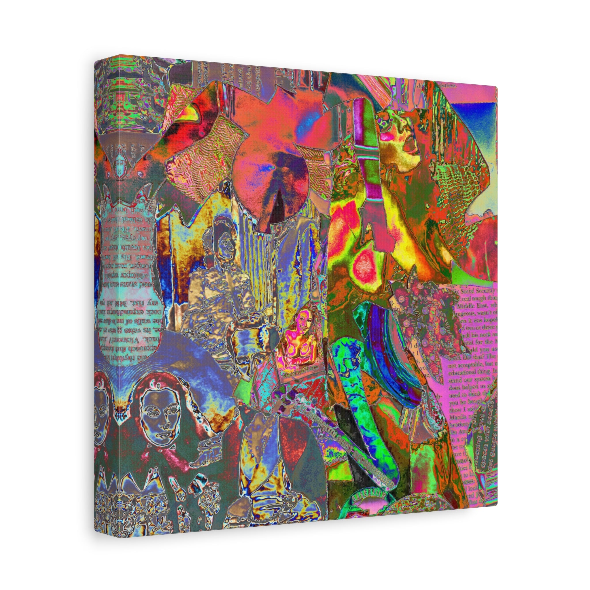Abstract Neon Collage Canvas Print — Vibrant Psychedelic Wall Art