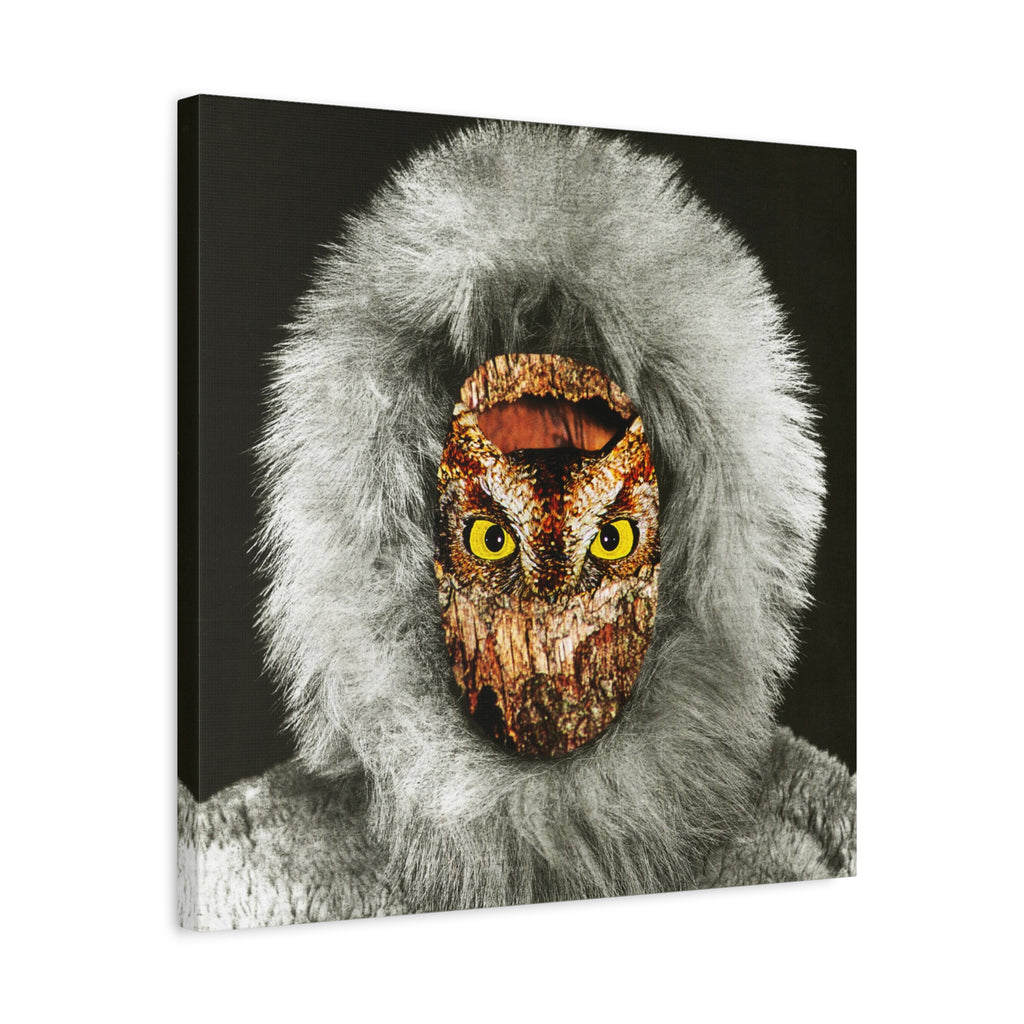 Owl-Faced Fur Parka Matte Canvas Print