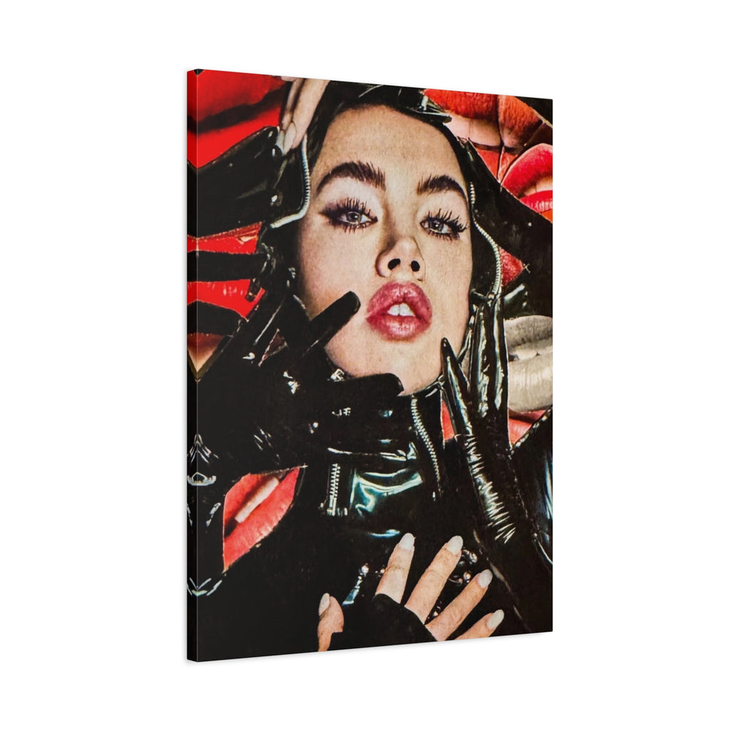 Matte Stretched Canvas Print — Bold Femme Portrait with Glossy Gloves