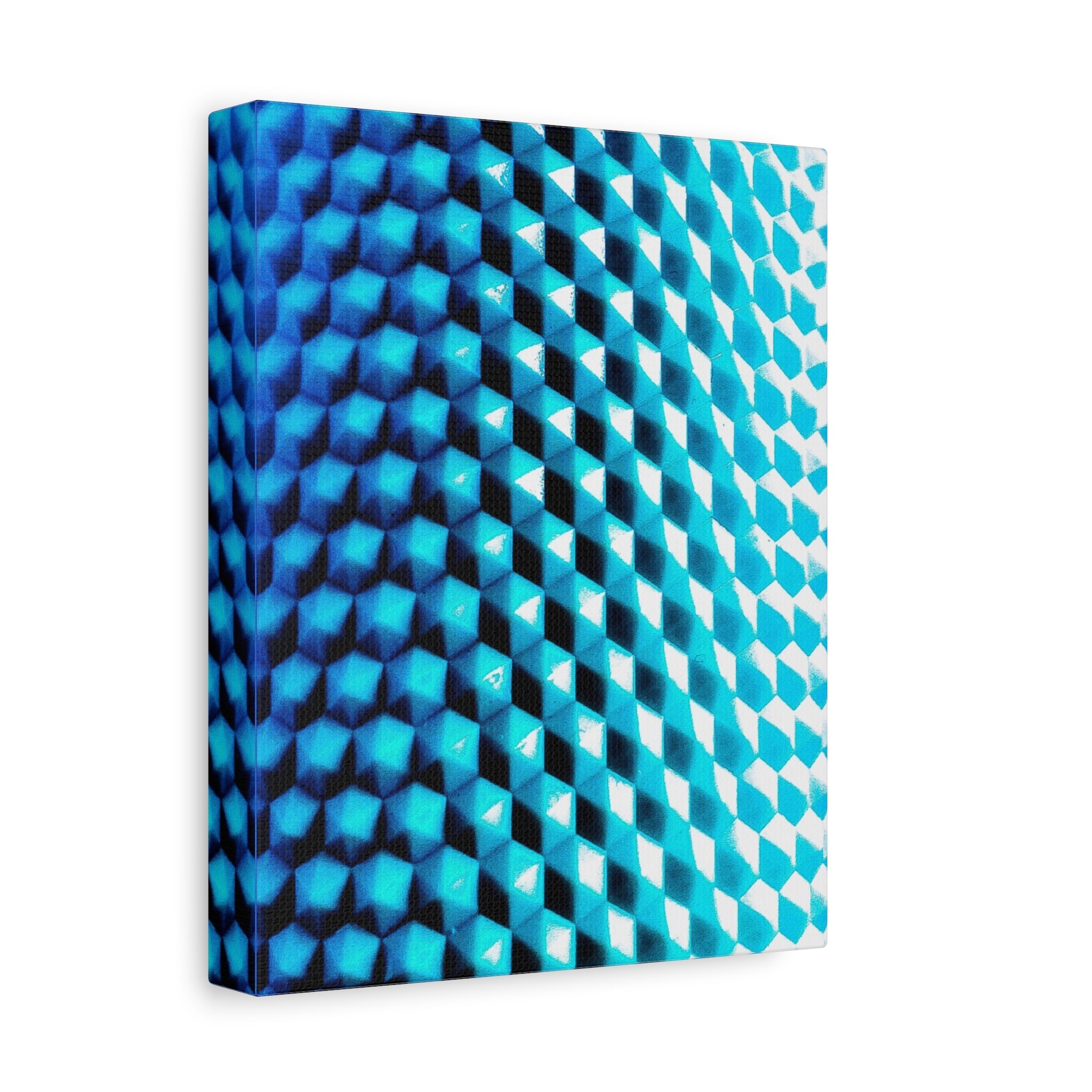 Blue Geometric Pattern Matte Stretched Canvas (1.25") — Abstract Modern Wall Art