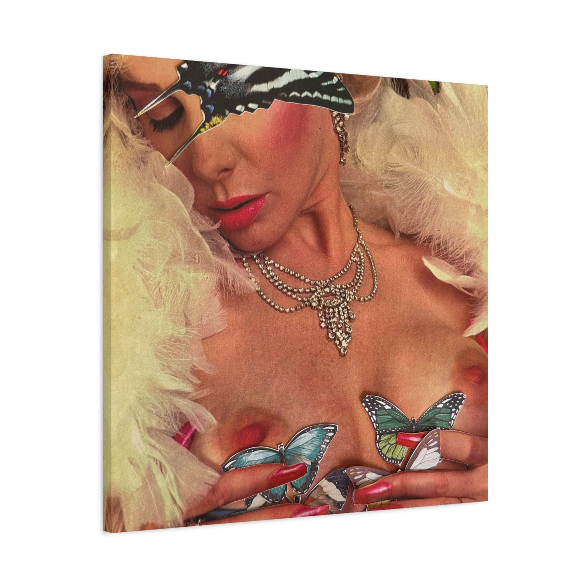 Vintage Pin-Up Butterfly Canvas Print — Matte Stretched Wall Art