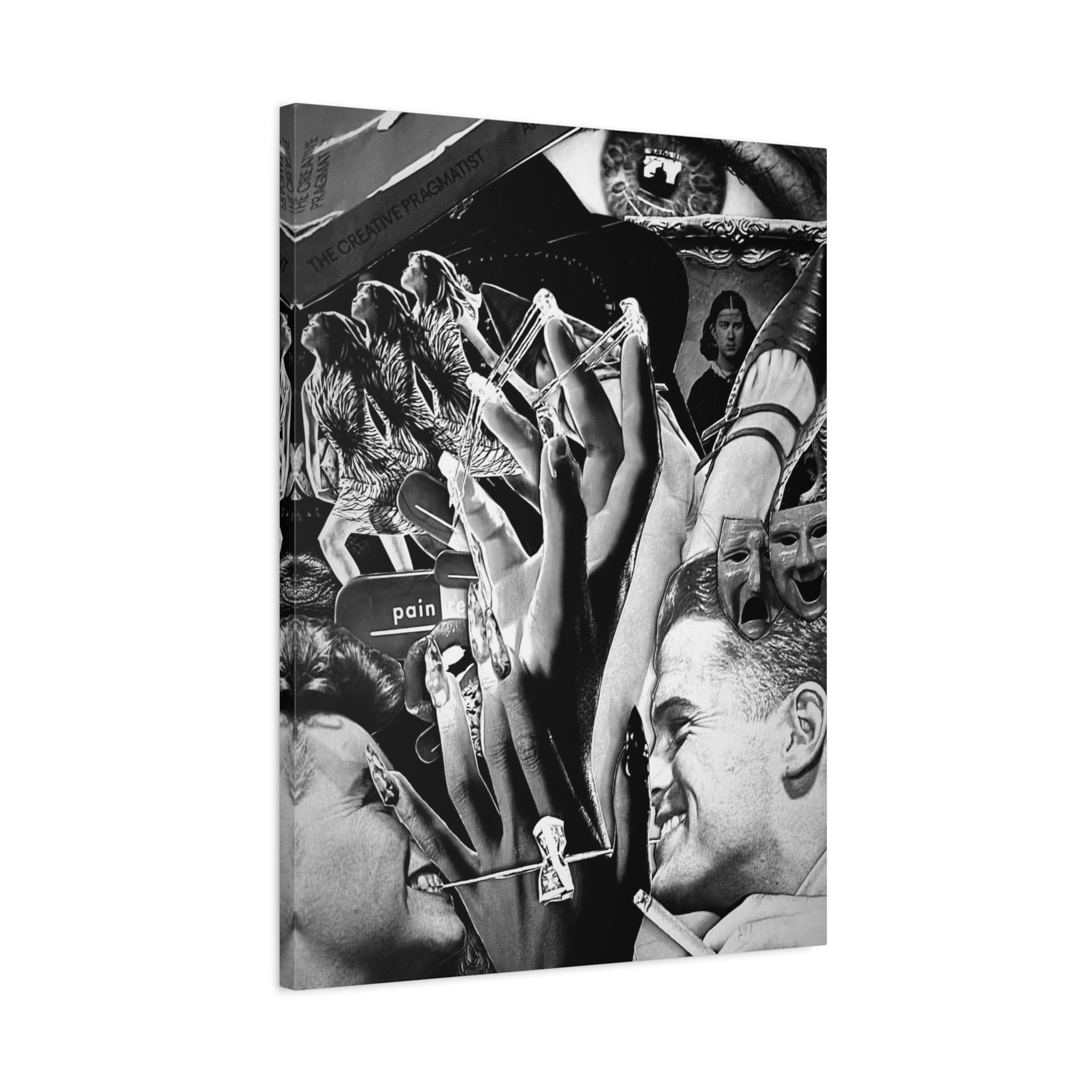 Surreal Black & White Collage Matte Canvas Print