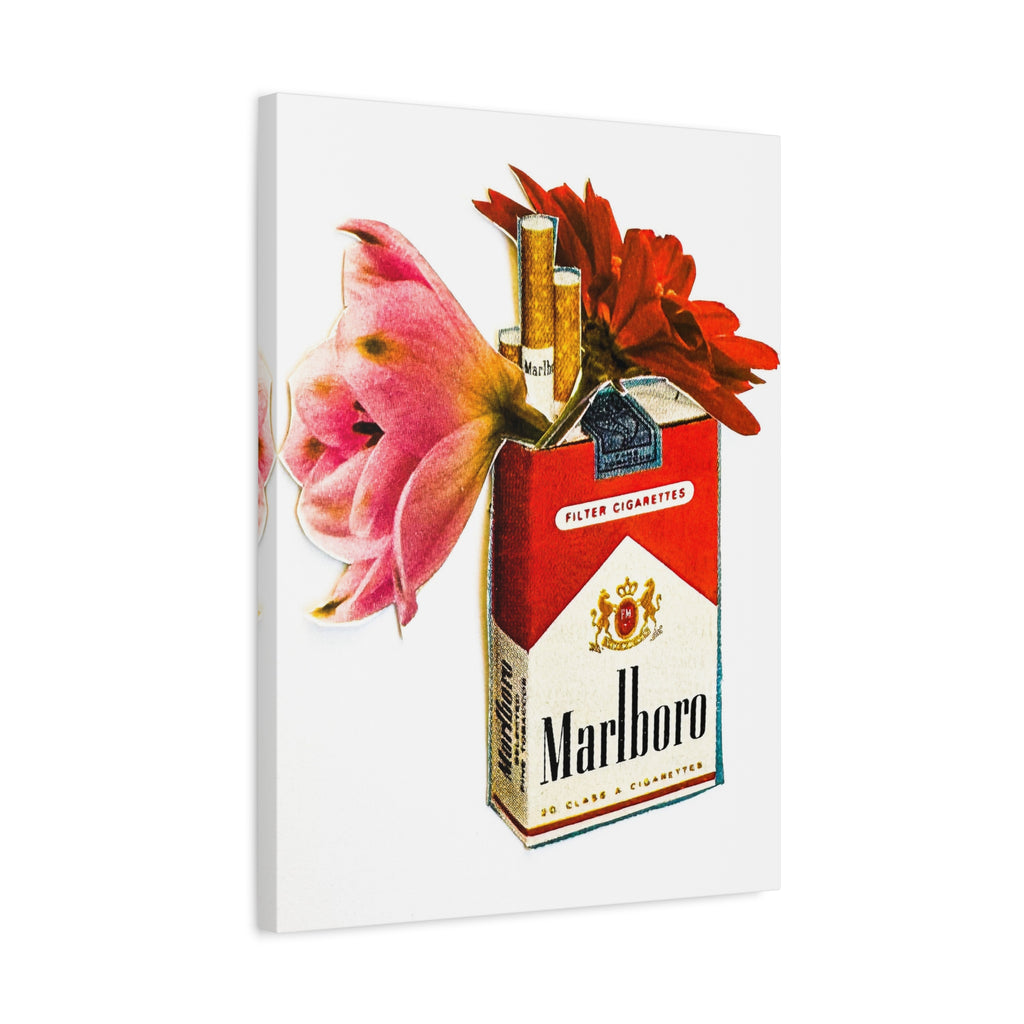 Marlboro Cigarette Pack Floral Canvas Wall Art
