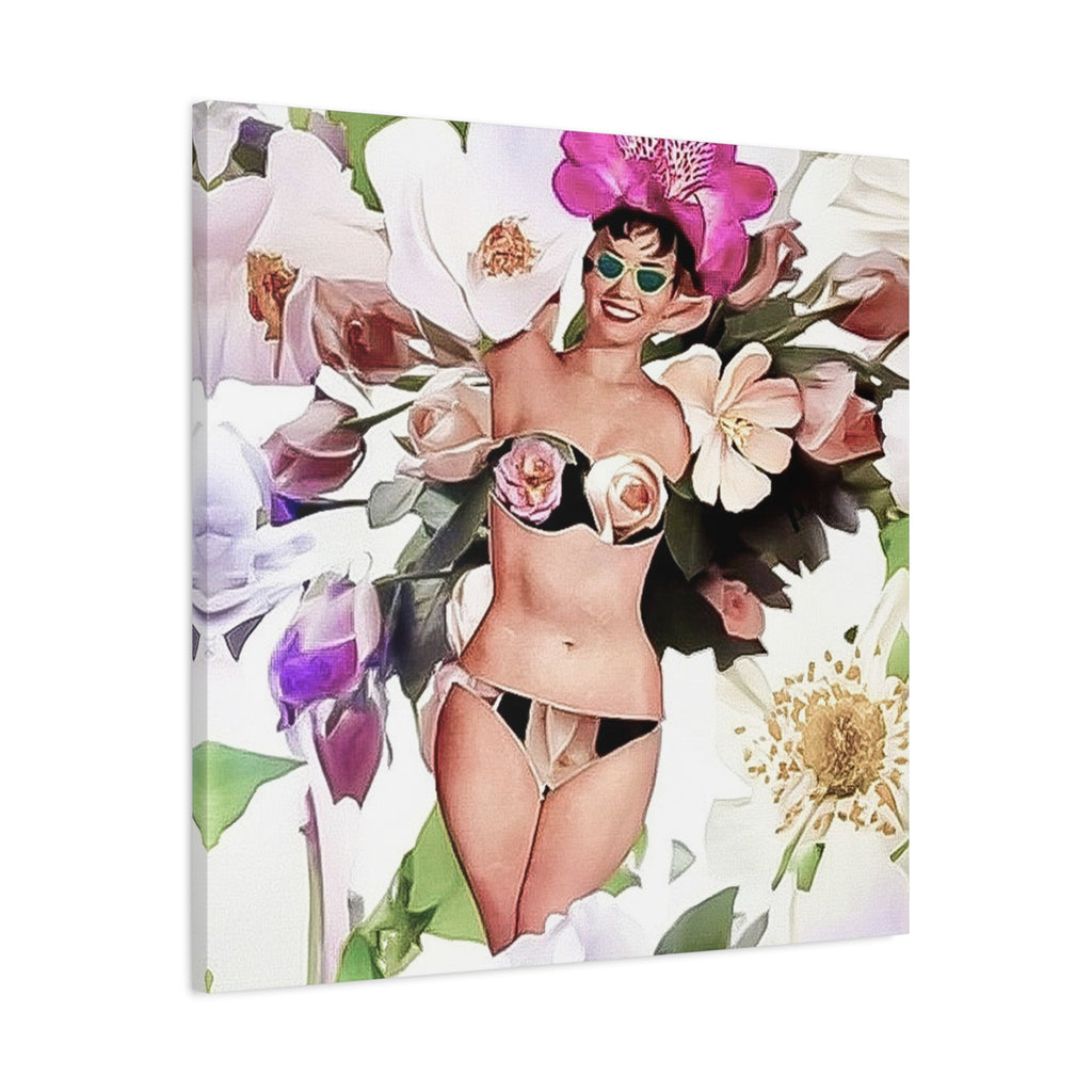 Vintage Pinup Floral Canvas Print