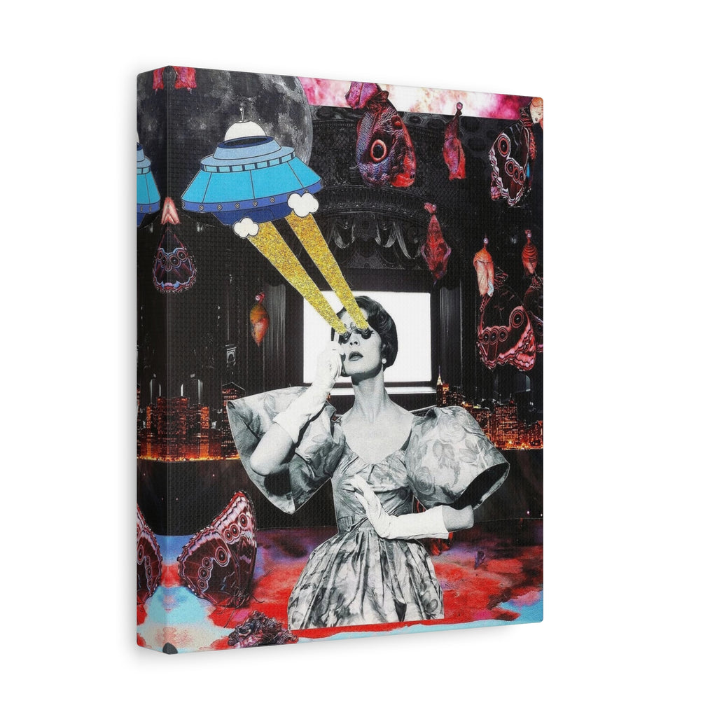 Surreal UFO Vintage Collage Canvas