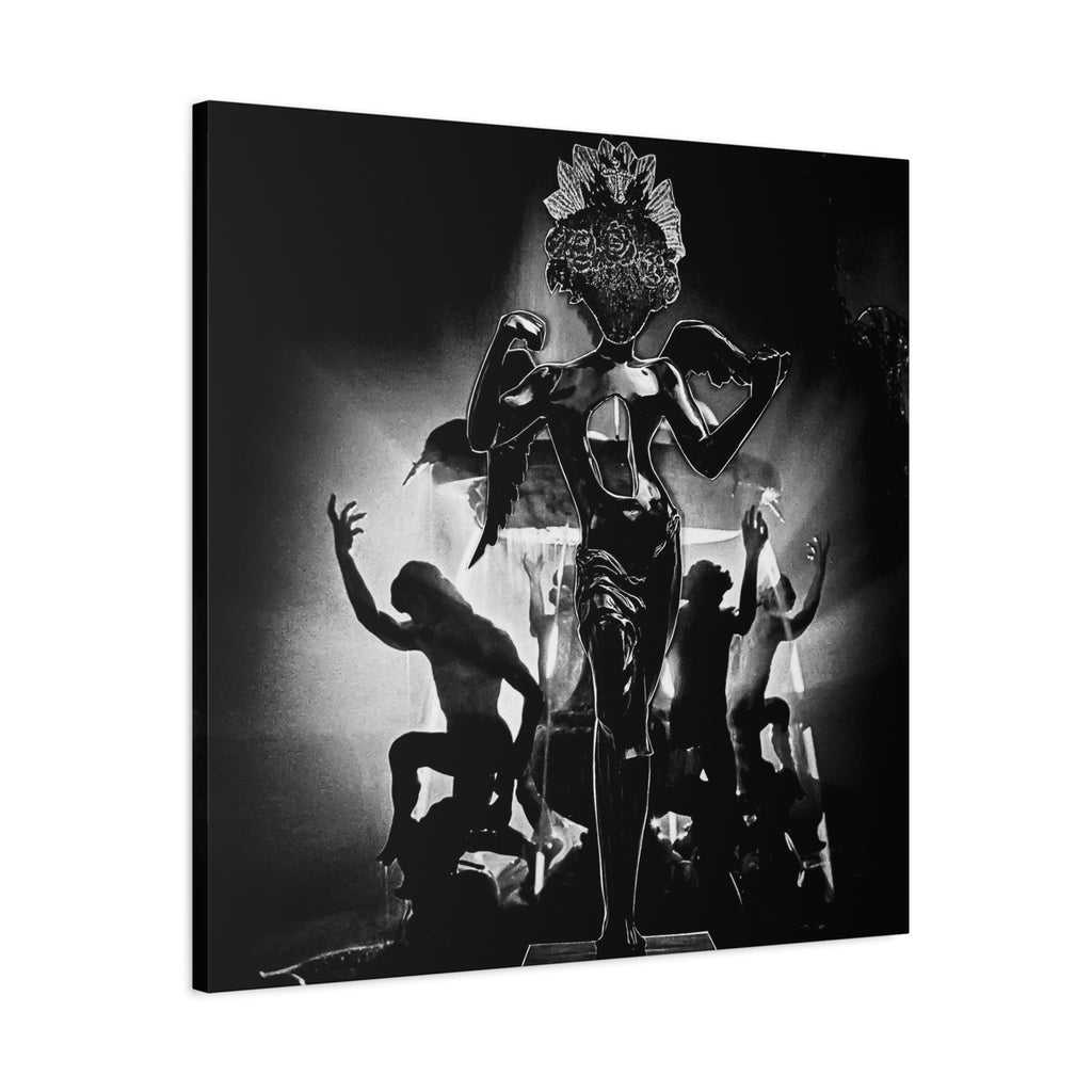 Black & White Surreal Dance Canvas — Dramatic Figurative Wall Art