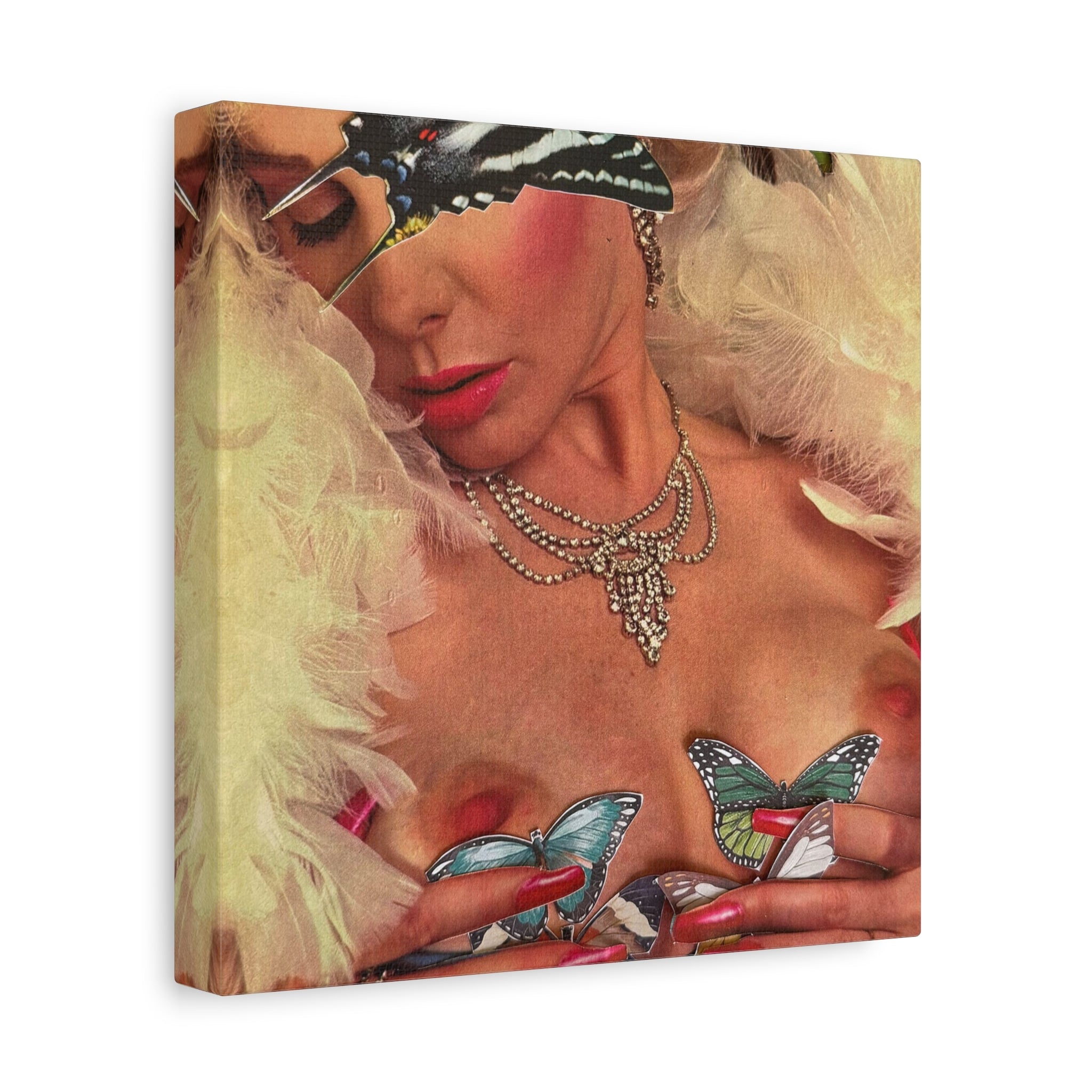 Vintage Pin-Up Butterfly Canvas Print — Matte Stretched Wall Art