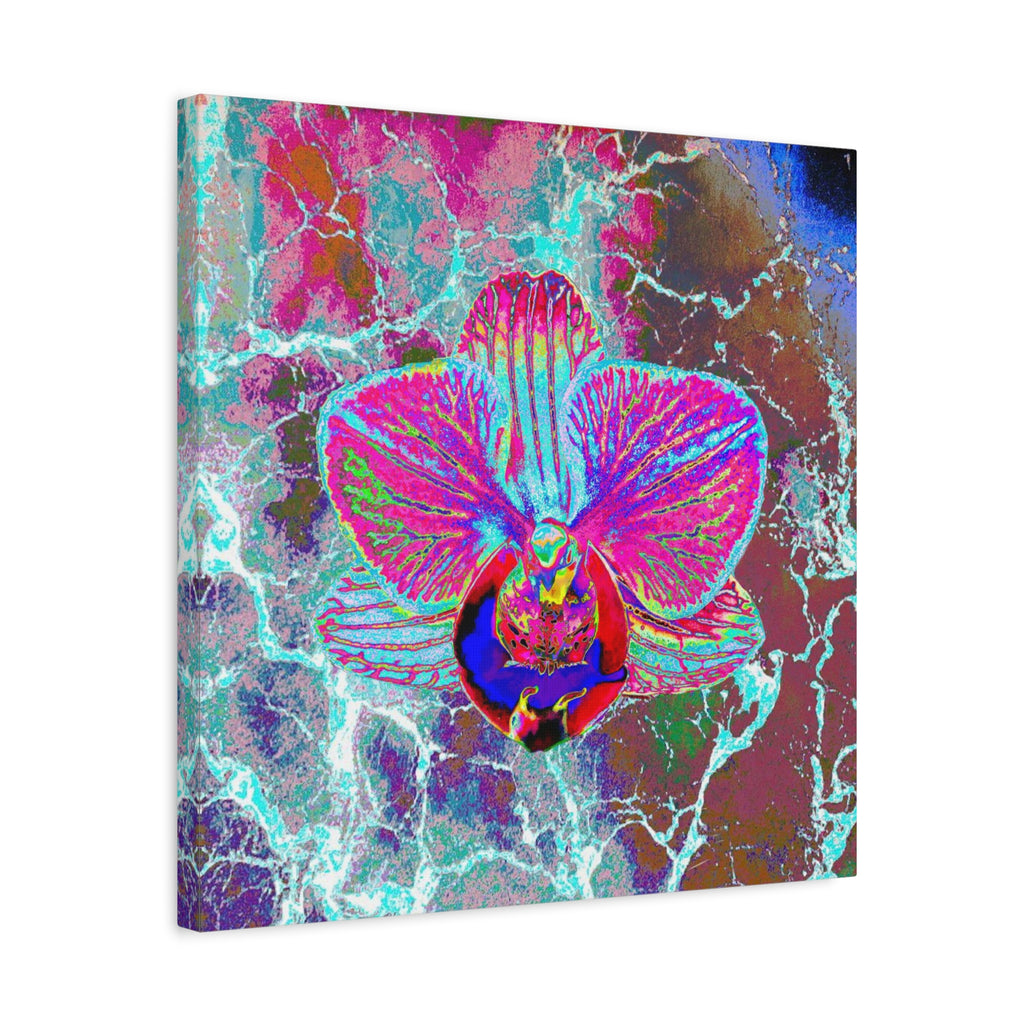 Neon Orchid Matte Canvas Wall Art – Vibrant Abstract Floral Print, Stretched 1.25"