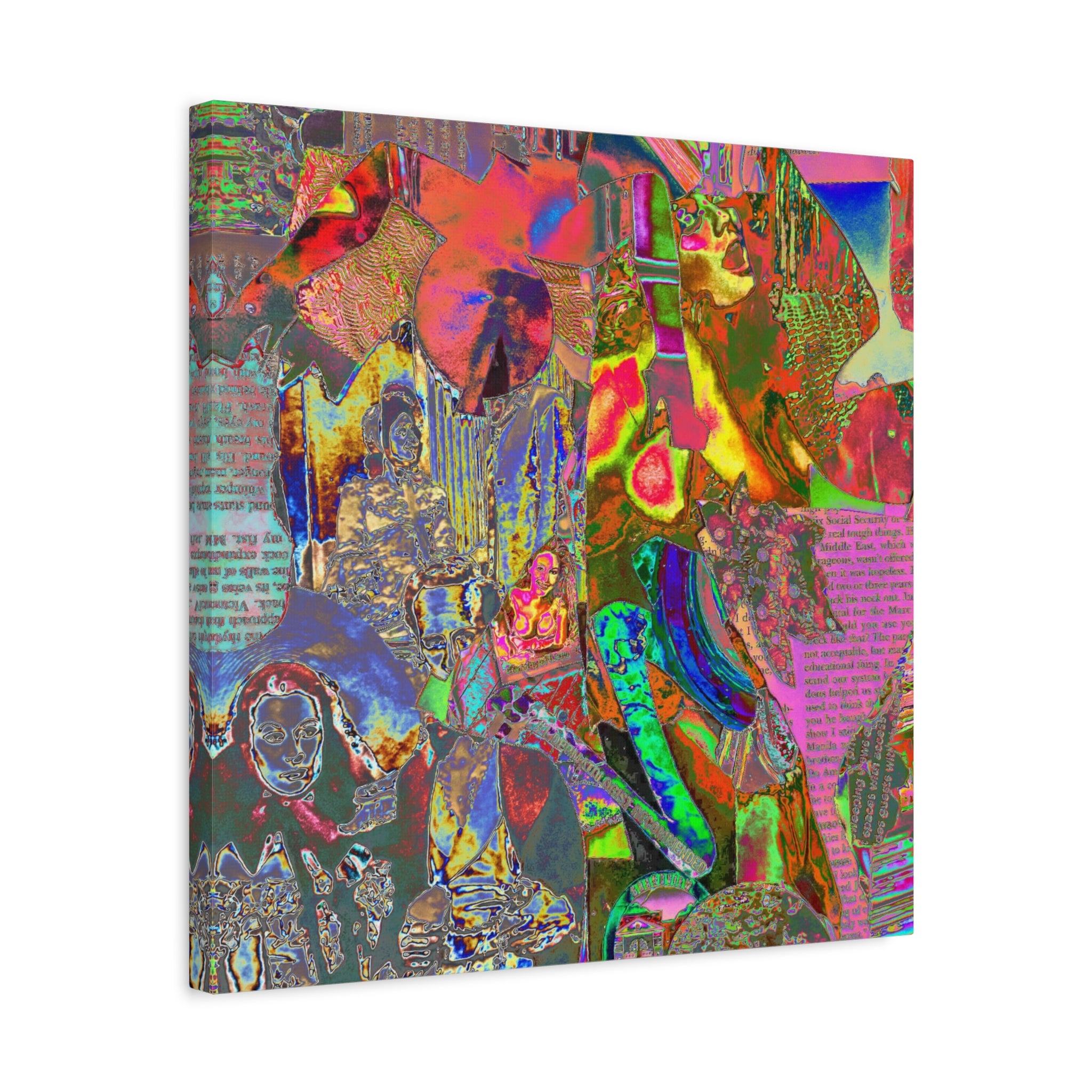 Abstract Neon Collage Canvas Print — Vibrant Psychedelic Wall Art