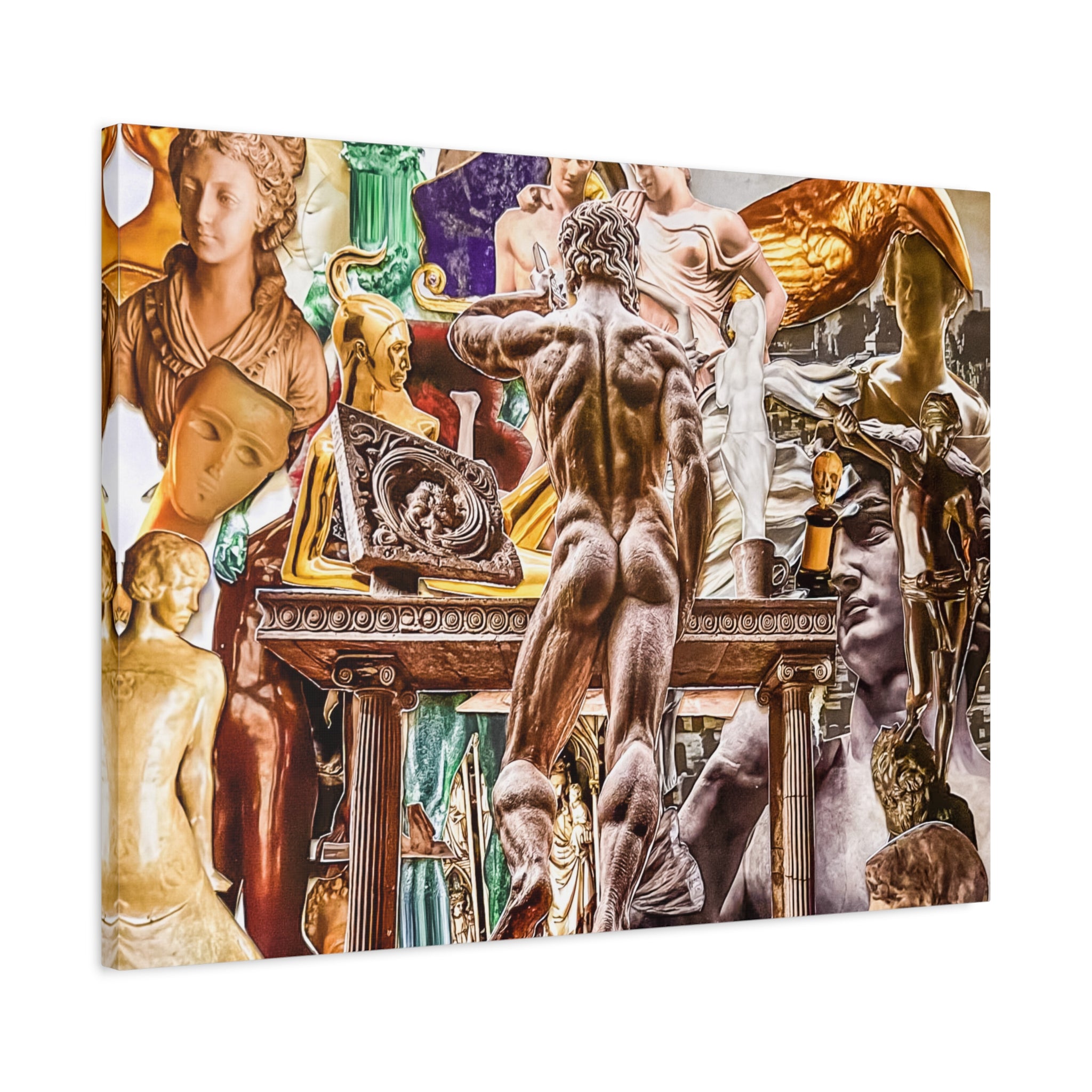 Classical Sculpture Collage Canvas Print — Vintage Museum Art Wall Decor