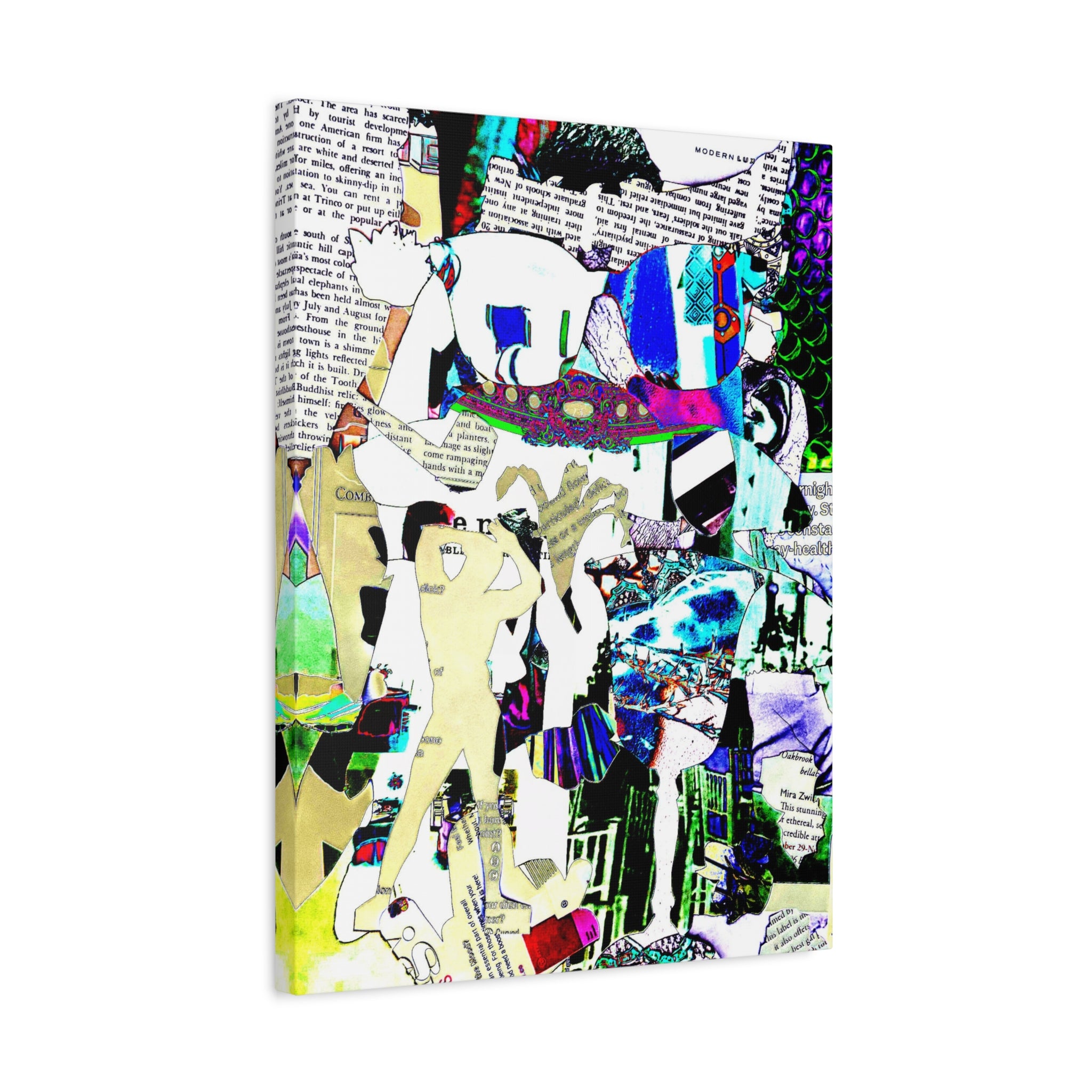Abstract Pop Collage Canvas Wall Art – Colorful Mixed-Media Print