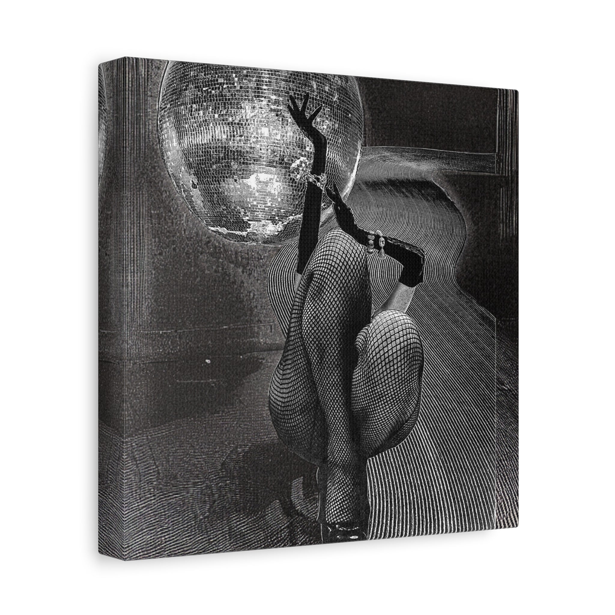 Disco Noir Canvas Art — Retro Glam Dancer Matte Stretched Print