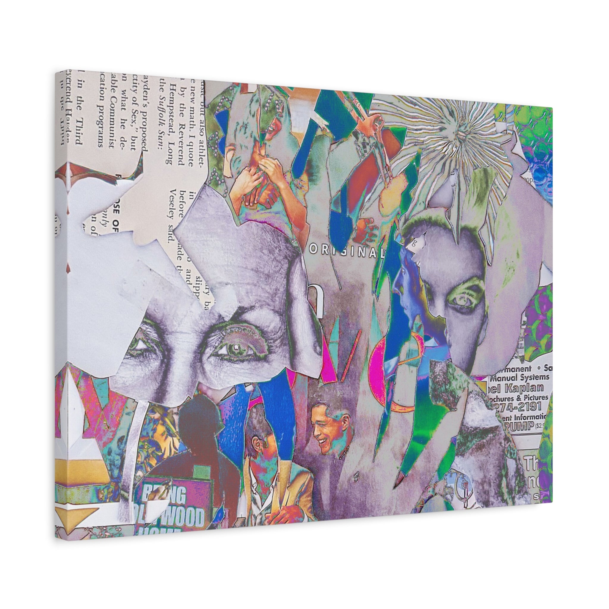 Surreal Collage Canvas Print — Abstract Faces & Vintage Collage Art