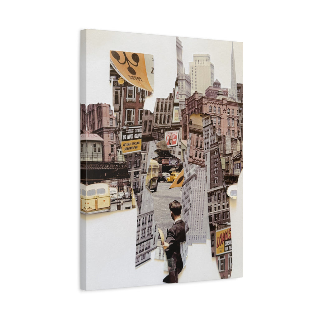 Vintage City Collage Matte Canvas Art - Stretched 1.25"
