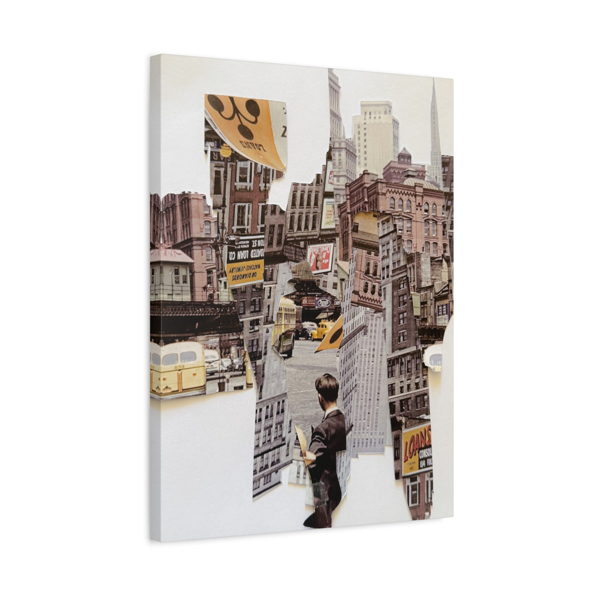 Vintage City Collage Matte Canvas Art - Stretched 1.25"