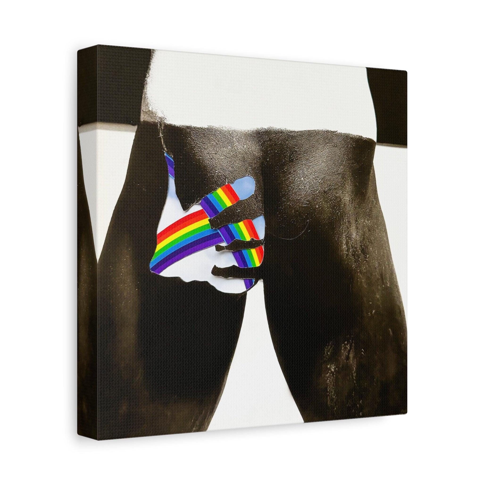Canvas Print — Black & White Photo with Rainbow Hand Accent