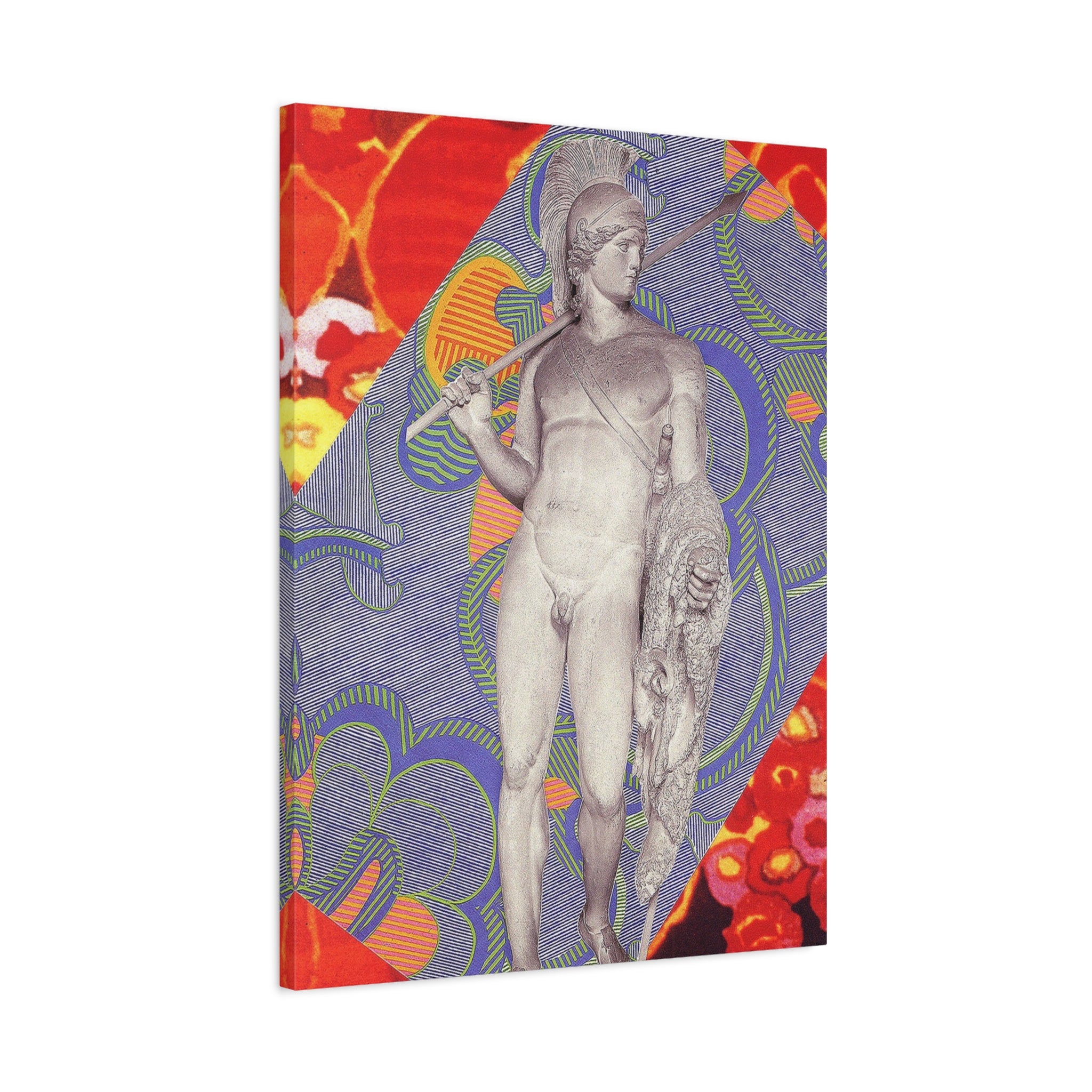 Classical Statue Collage Canvas - Vibrant Pop Art Wall Decor