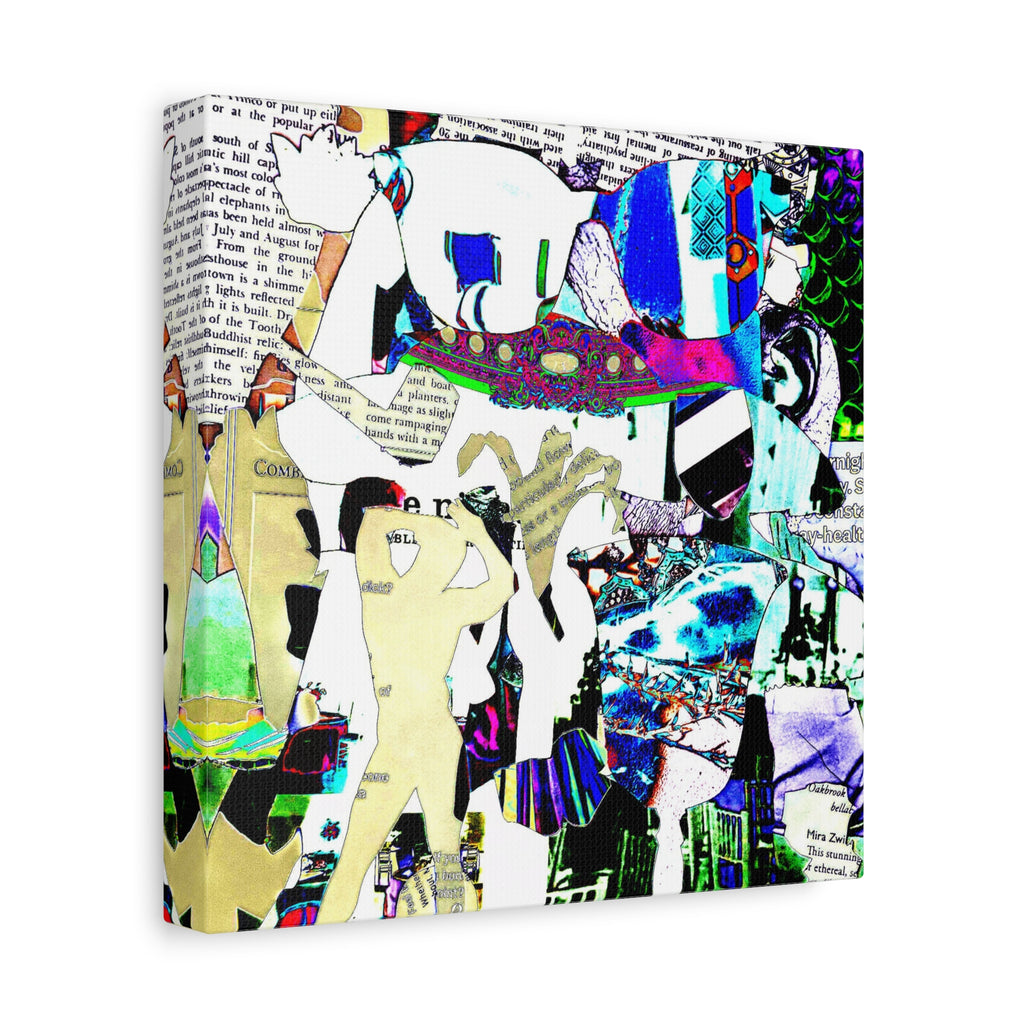 Abstract Pop Collage Canvas Wall Art – Colorful Mixed-Media Print