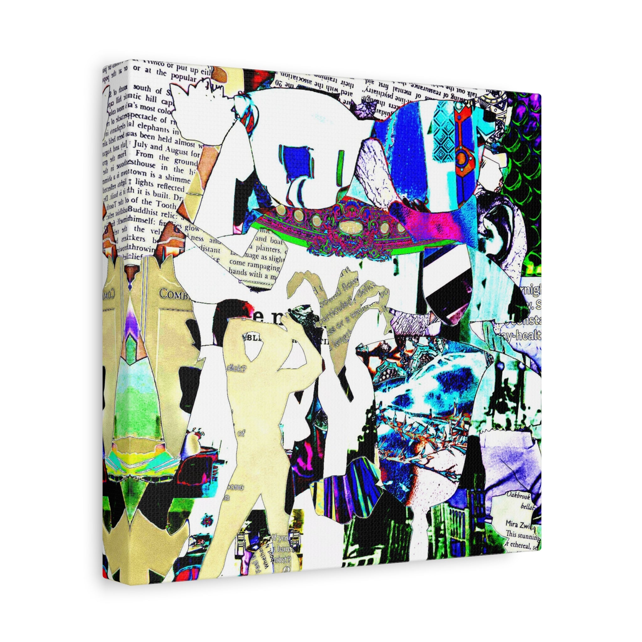 Abstract Pop Collage Canvas Wall Art – Colorful Mixed-Media Print
