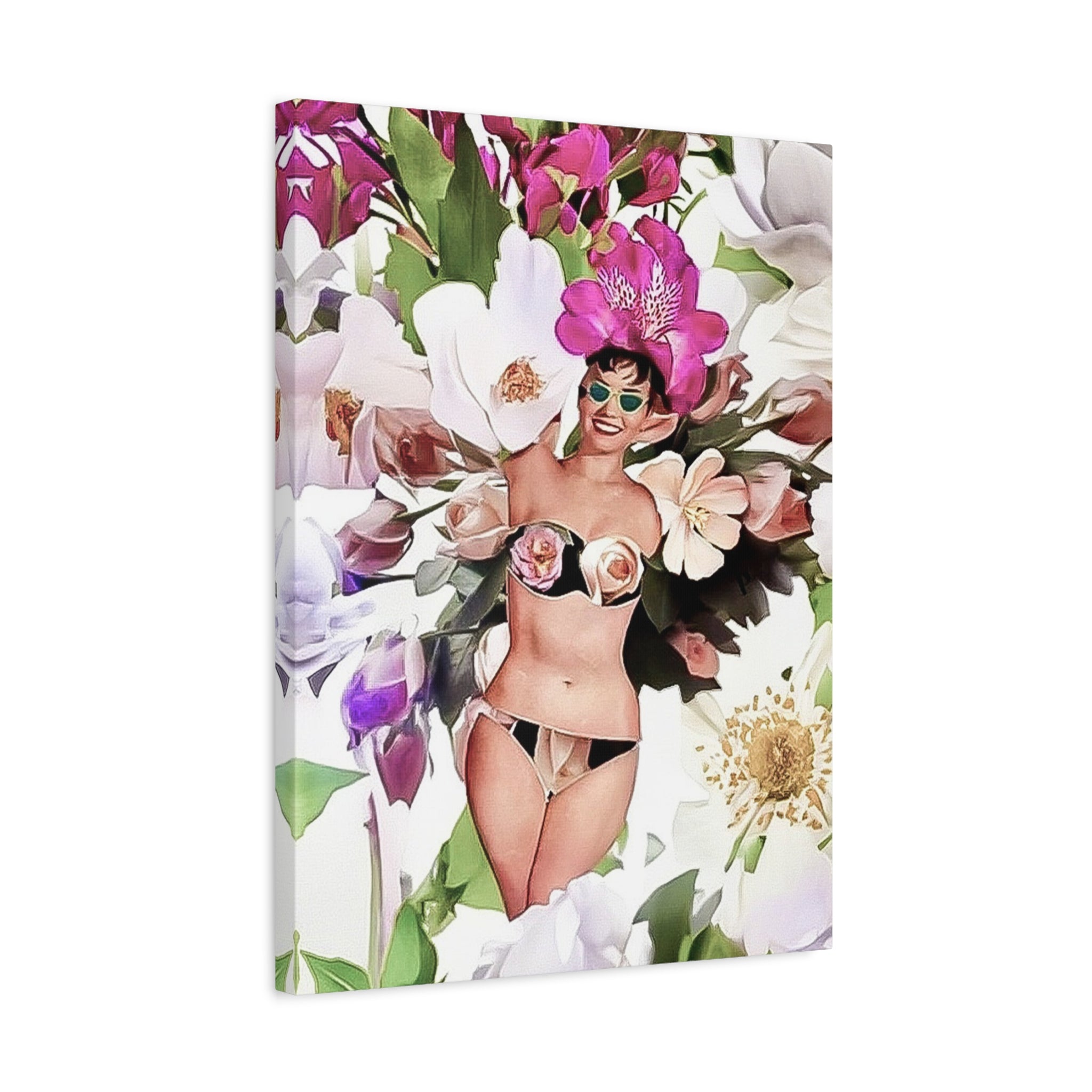 Vintage Pinup Floral Canvas Print