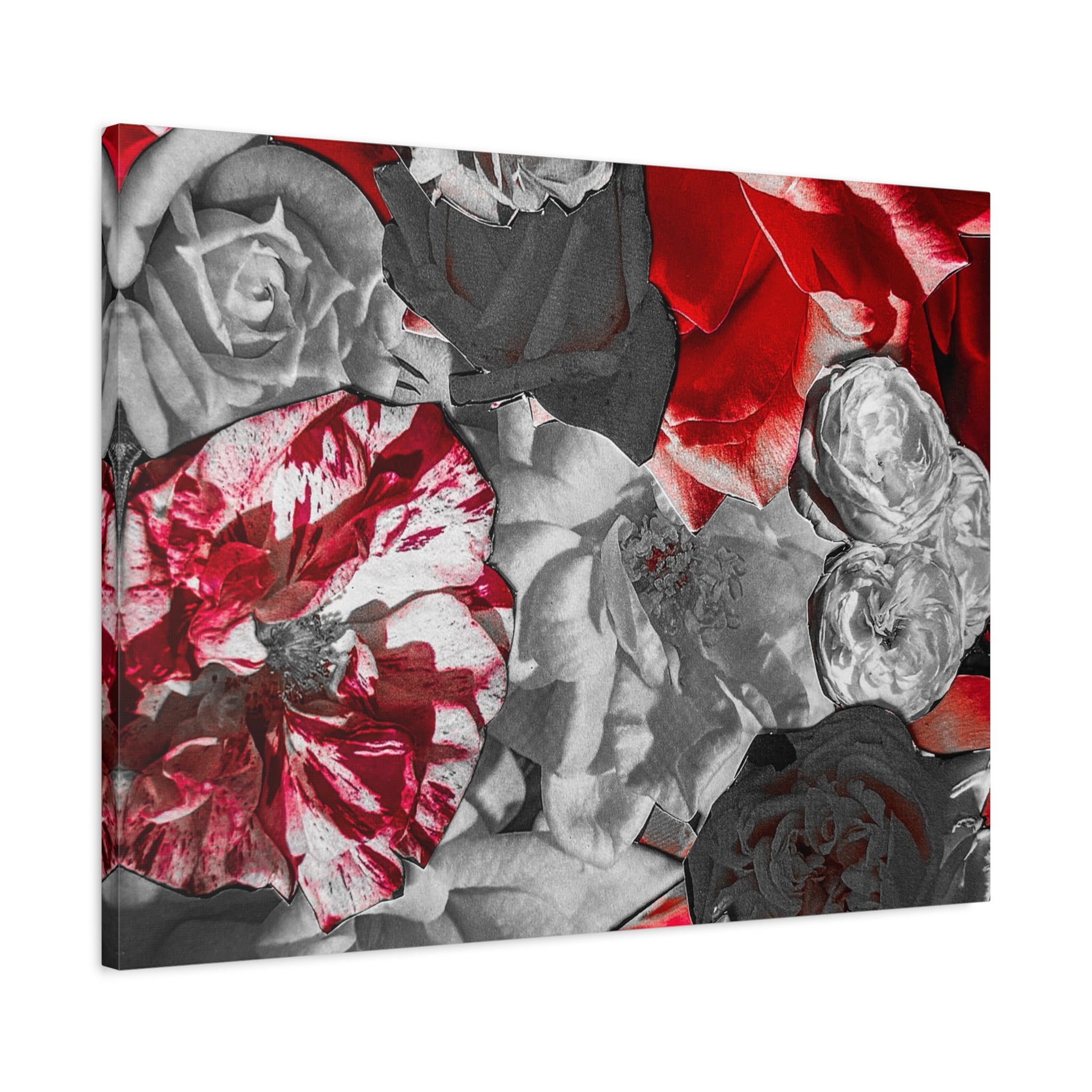 Red & Gray Floral Matte Canvas Wall Art — Stretched 1.25"