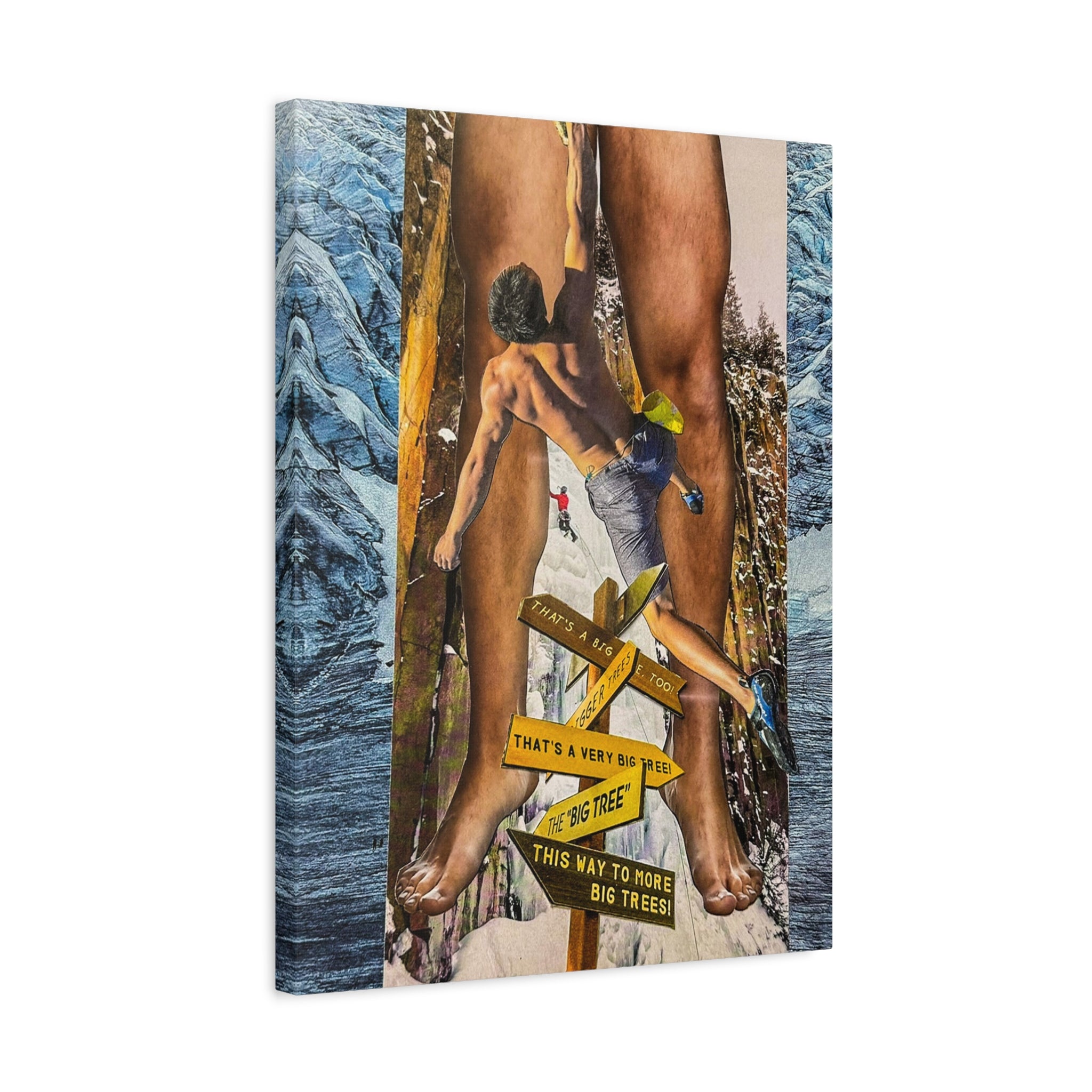 Surreal Climbing Canvas Print – 'This Way to More Big Trees' Stretched Art