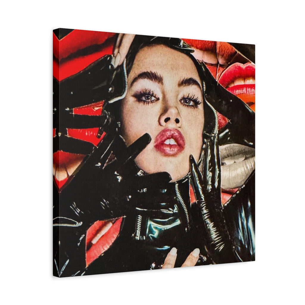 Matte Stretched Canvas Print — Bold Femme Portrait with Glossy Gloves