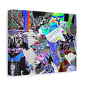 Abstract Collage Matte Canvas Print — Vibrant Glitch Art with Text Elements