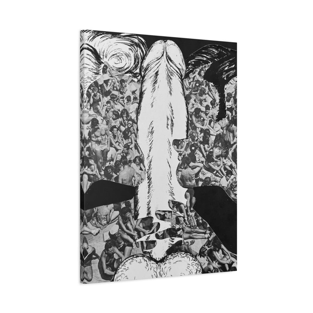 Surreal Black & White Collage Canvas Print — Stretched Matte Wall Art