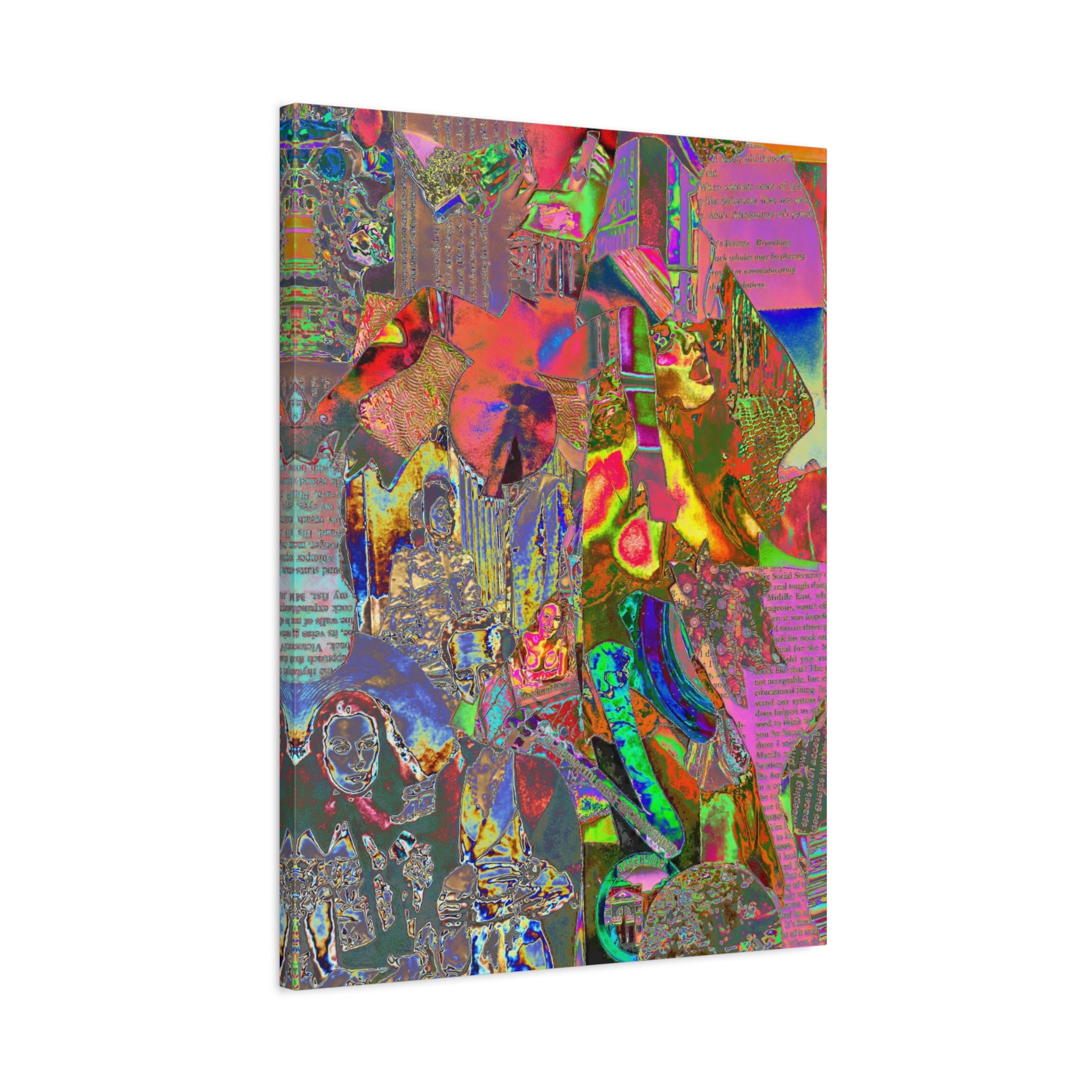 Abstract Neon Collage Canvas Print — Vibrant Psychedelic Wall Art